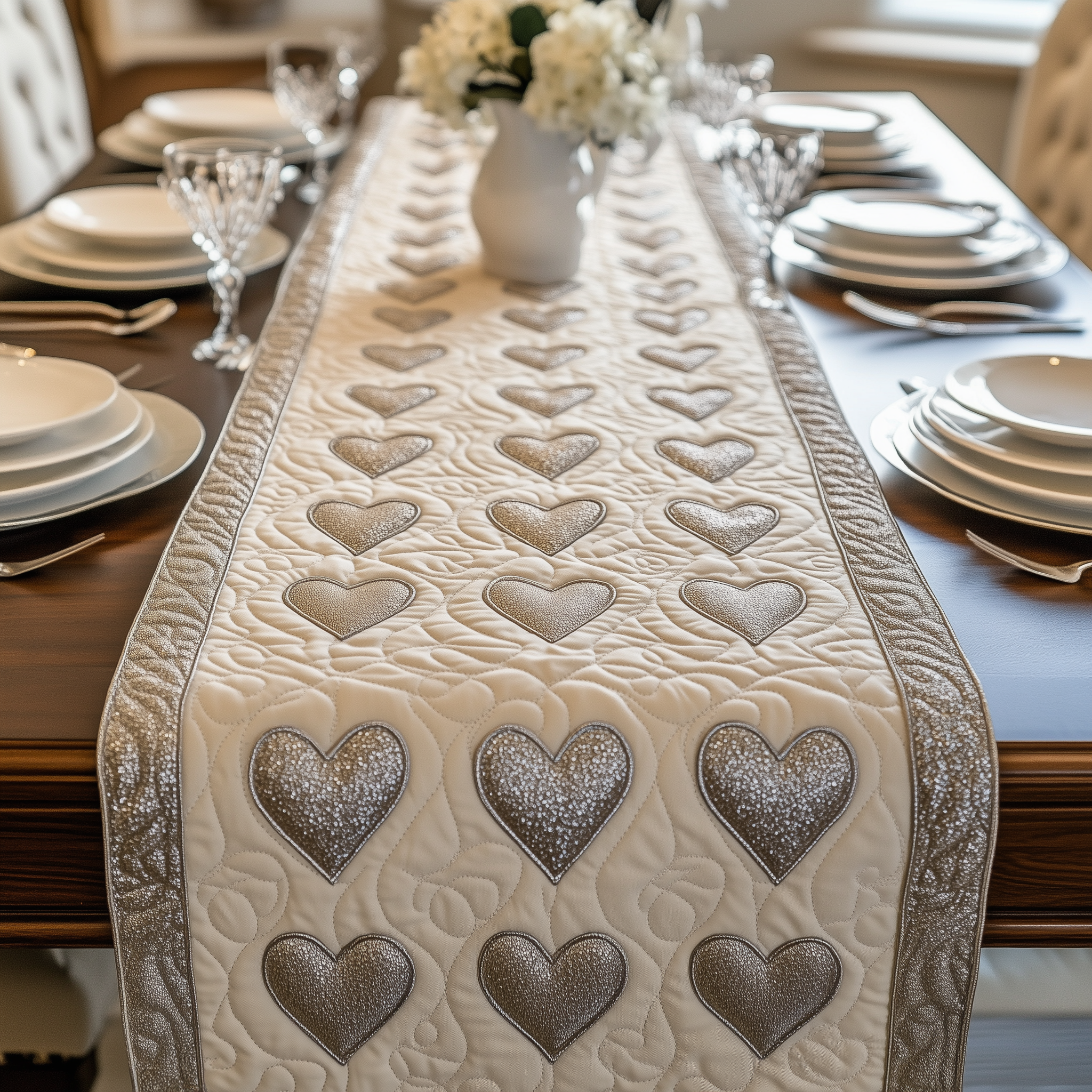 Leopard Hearts Quilted Table Runner Best Valentine Gift For Girlfriend-1