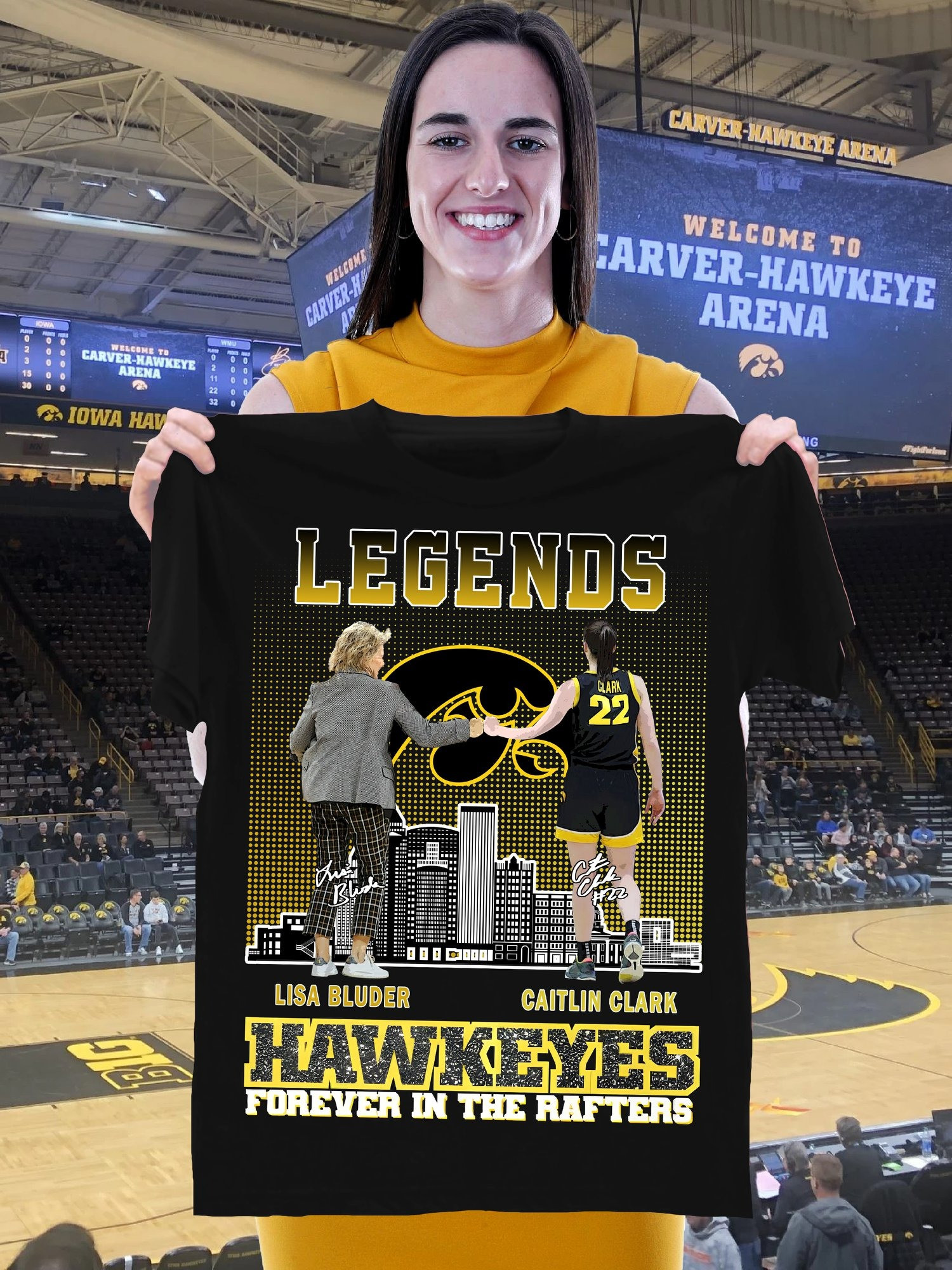 Lisa Bluder Caitlin Clark Hawkeyes Legends Shirt Forever In The Rafters Women's Basketball-1 Lisa Bluder Caitlin Clark Hawkeyes Legends Shirt Forever In The Rafters Women's Basketball-1