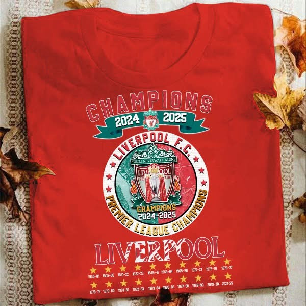 Liverpool Champions Premier League 2025 T-Shirt Red L.F.C Merch Fan Best Gifts For Him-1 Liverpool Champions Premier League 2025 T-Shirt Red L.F.C Merch Fan Best Gifts For Him-1