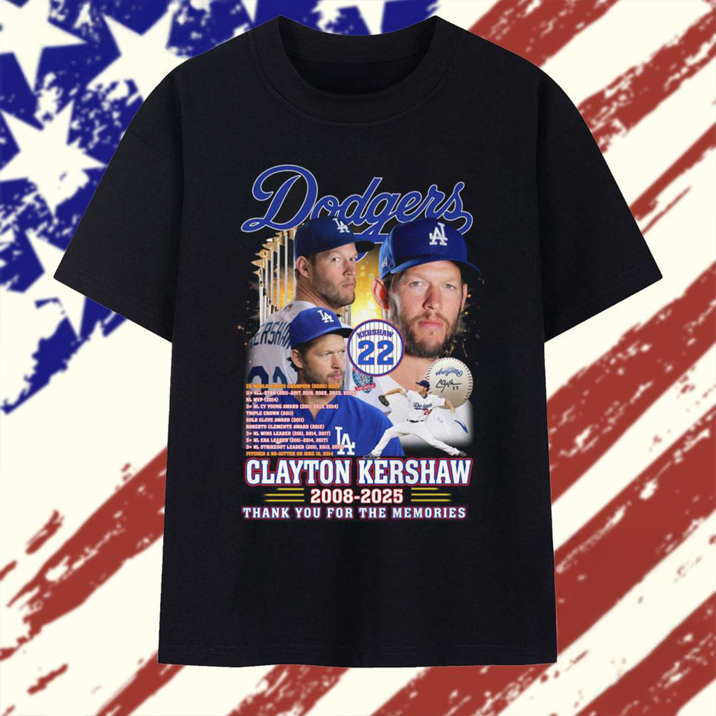 Los Angeles Dodgers Clayton Kershaw Thank You For The Memories T-Shirt Dodgers Merch-1 Los Angeles Dodgers Clayton Kershaw Thank You For The Memories T-Shirt Dodgers Merch-1
