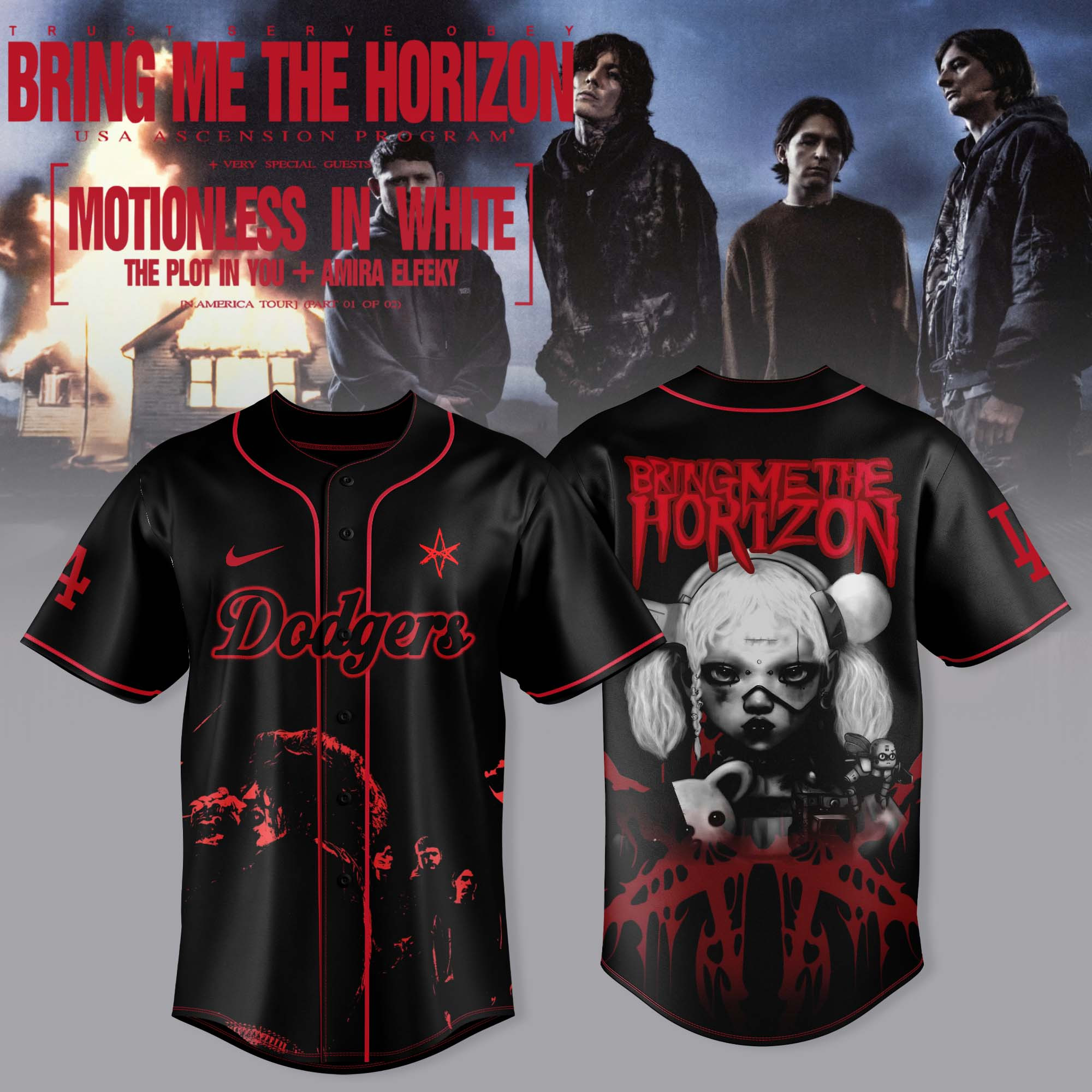 Los Angeles Dodgers X Bring Me The Horizon Jersey Motionless In White Stylish Fans Gift-1 Los Angeles Dodgers X Bring Me The Horizon Jersey Motionless In White Stylish Fans Gift-1