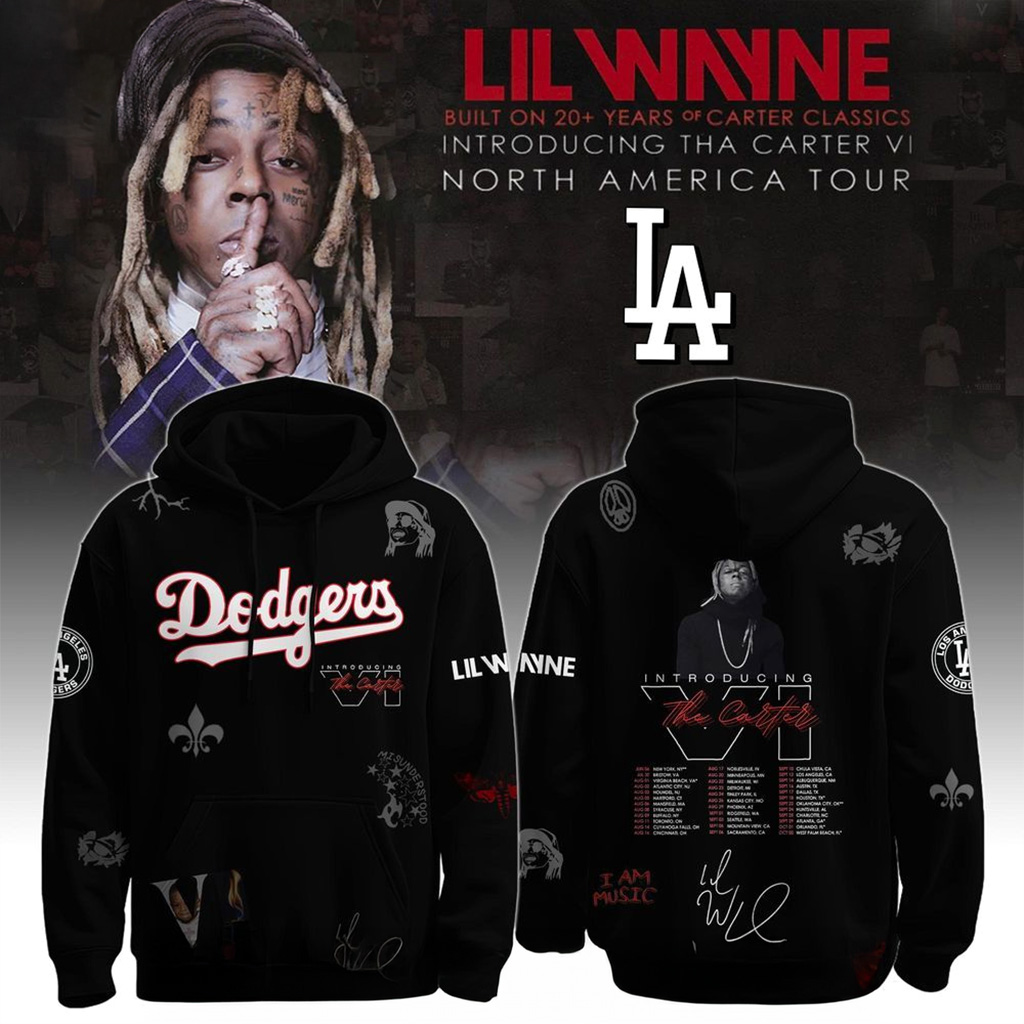 Los Angeles Dodgers X Lil Wayne Tha Carter Vi North America Hoodie 2025 Dodgers Merch-1