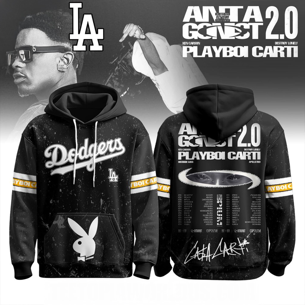 Los Angeles Dodgers X Playboi Carti Antagonist 2.0 Tour 2025 Hoodie Dodgers Merch-1