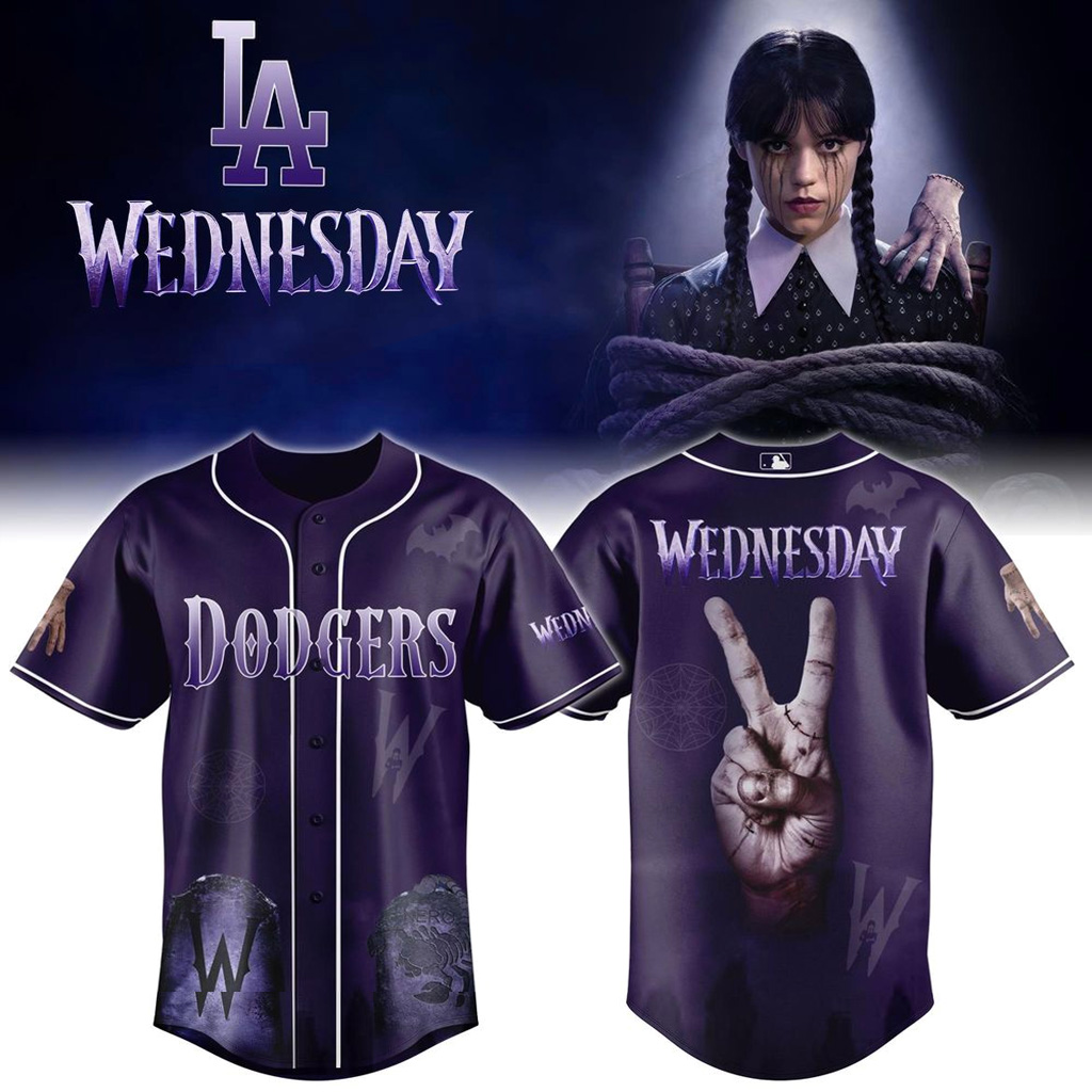 Los Angeles Dodgers X Wednesday Season 2 Jersey Dodgers Merch Cool Baseball Gifts _-1 Los Angeles Dodgers X Wednesday Season 2 Jersey Dodgers Merch Cool Baseball Gifts _-1
