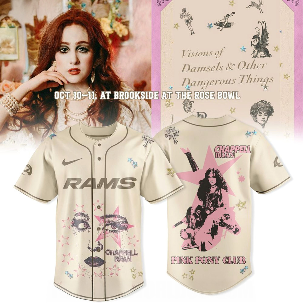 Los Angeles Rams Chappell Roan Visions Of Damsels Dangerous Things Tour Jersey Rams Merch-1 Los Angeles Rams Chappell Roan Visions Of Damsels Dangerous Things Tour Jersey Rams Merch-1