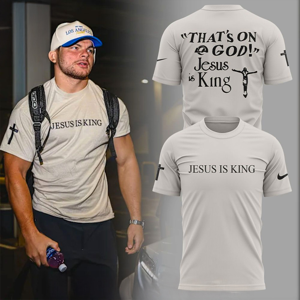 Los Angeles Rams Jesus Is King T-Shirt Rams Merch Faith Gifts For Football Fan-1 Los Angeles Rams Jesus Is King T-Shirt Rams Merch Faith Gifts For Football Fan-1