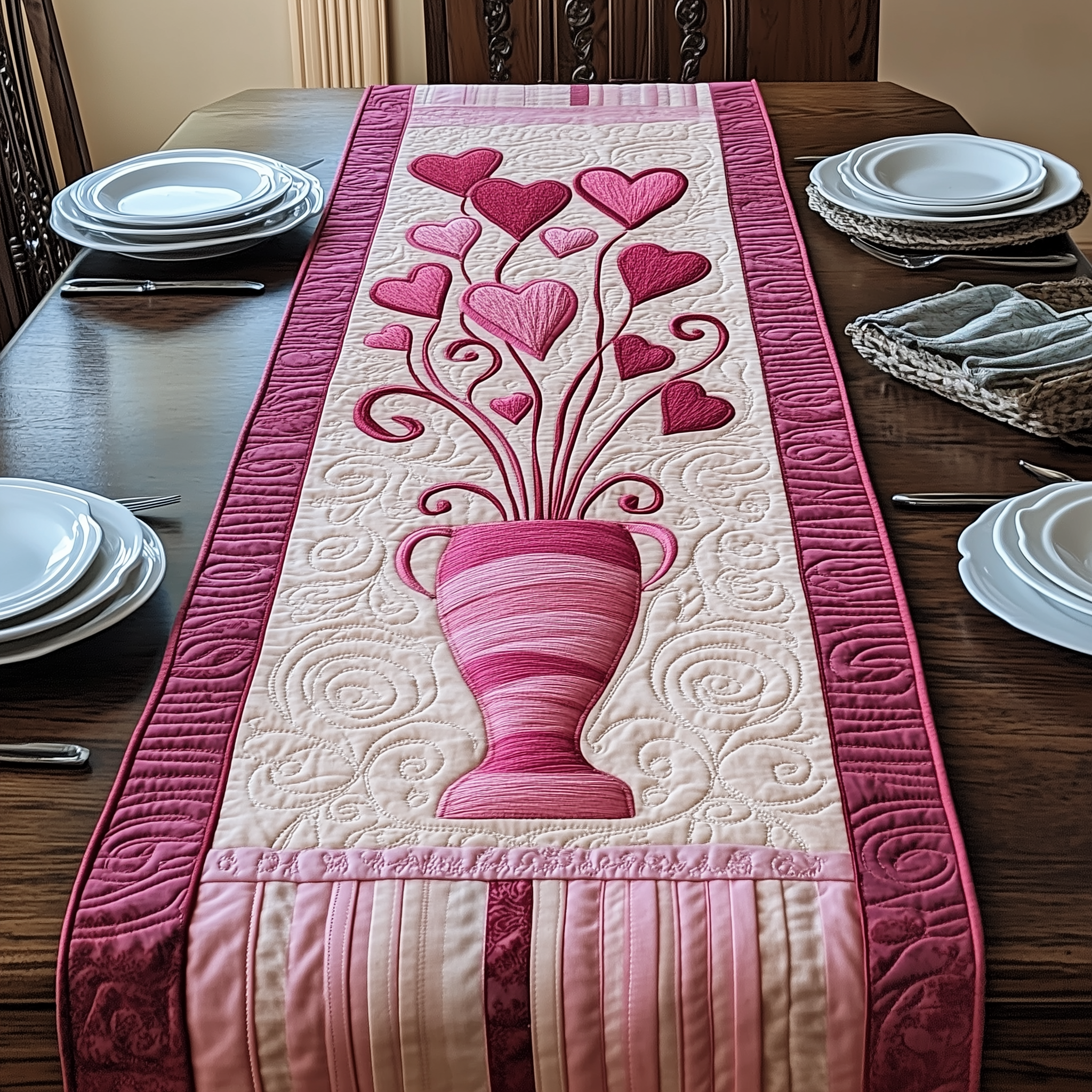 Love For U Quilted Table Runner Family Ideas For Valentine Day Gifts-1 Love For U Quilted Table Runner Family Ideas For Valentine Day Gifts-1