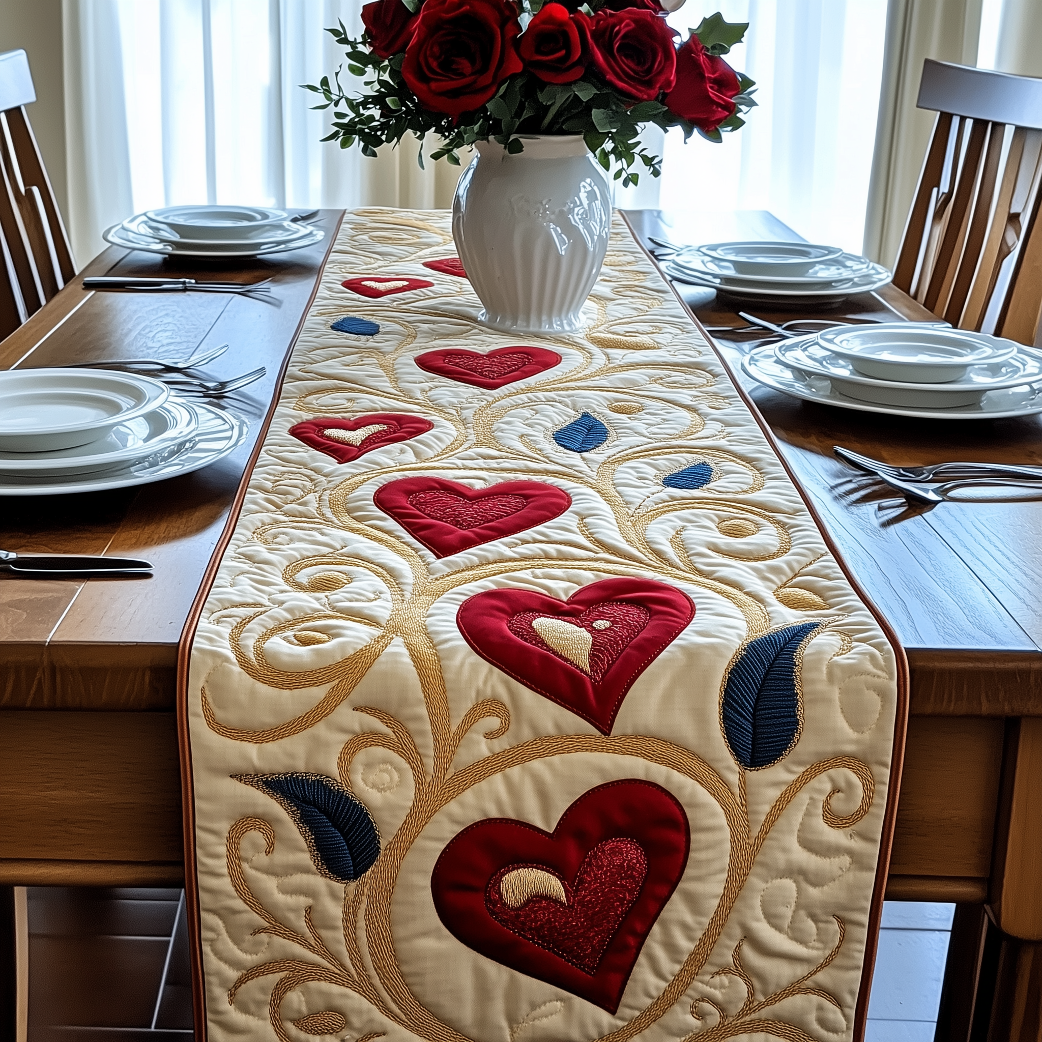 Love Grows Quilted Table Runner Good Family Gifts For Valentine Day-1 Love Grows Quilted Table Runner Good Family Gifts For Valentine Day-1