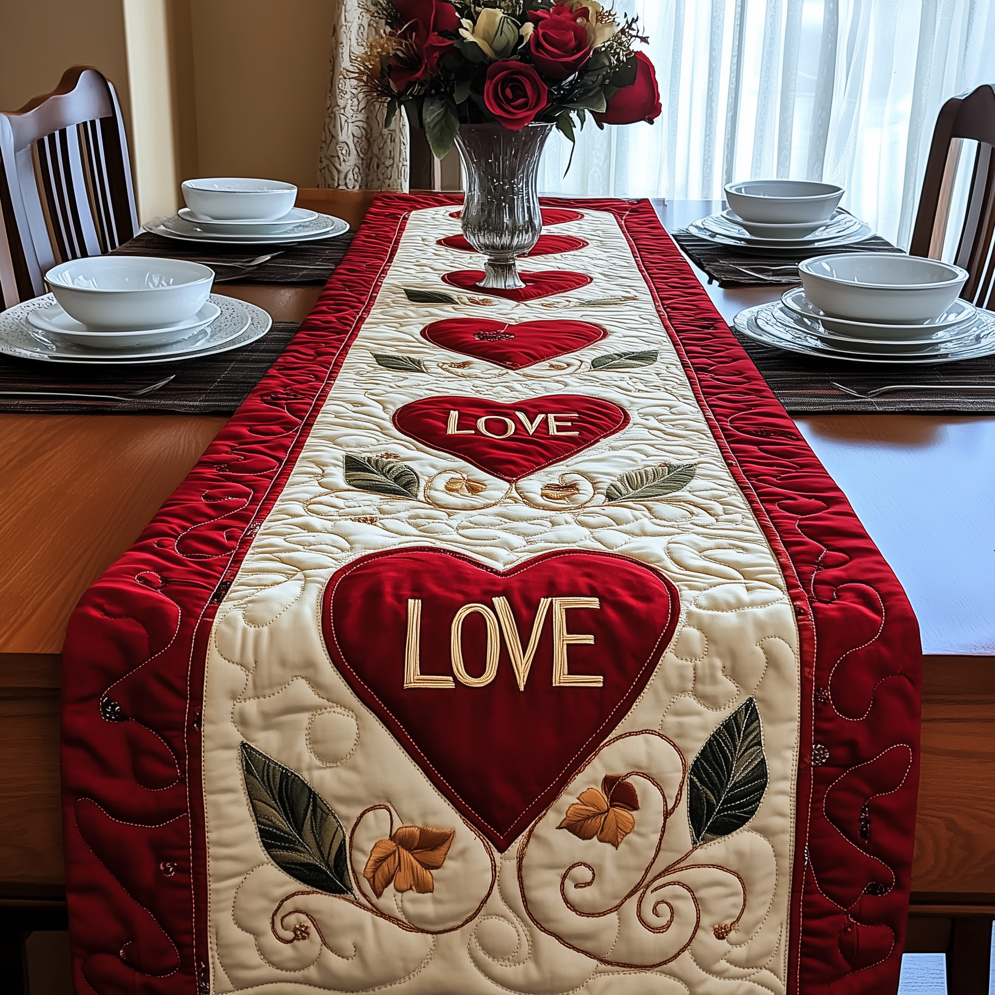 Love In The Air Quilted Table Runner Best Gifts For A Family For Valentine Day-1 Love In The Air Quilted Table Runner Best Gifts For A Family For Valentine Day-1
