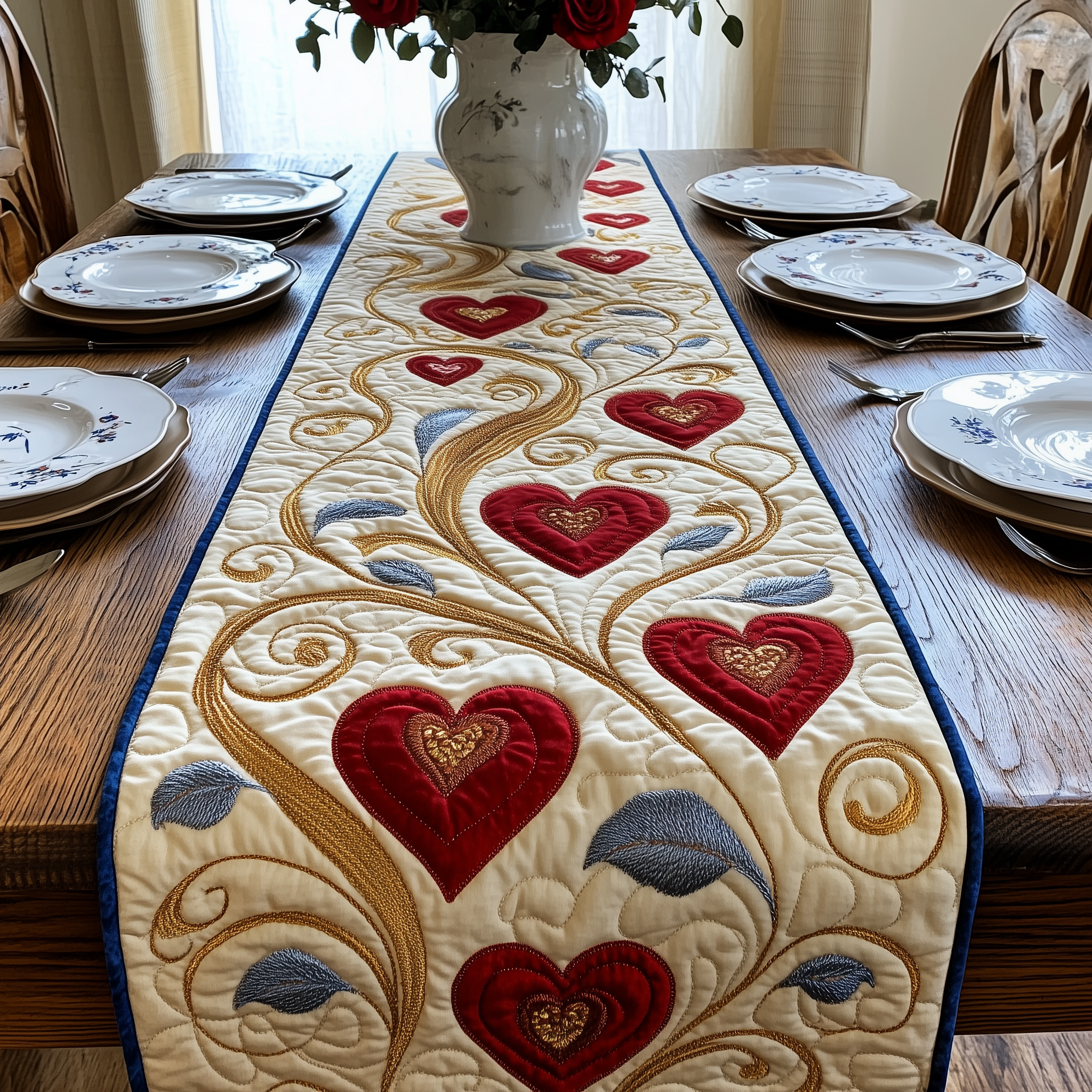 Love in Bloom Quilted Table Runner Family Valentine Day Gift Ideas-1 Love in Bloom Quilted Table Runner Family Valentine Day Gift Ideas-1