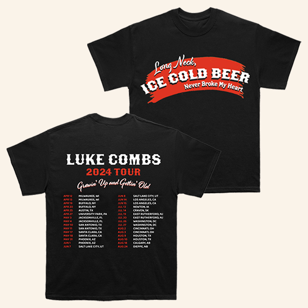Luke Combs Merch Ice Cold Beer Never Broke My Heart Tour T-Shirt Gift For Fans-1 Luke Combs Merch Ice Cold Beer Never Broke My Heart Tour T-Shirt Gift For Fans-1