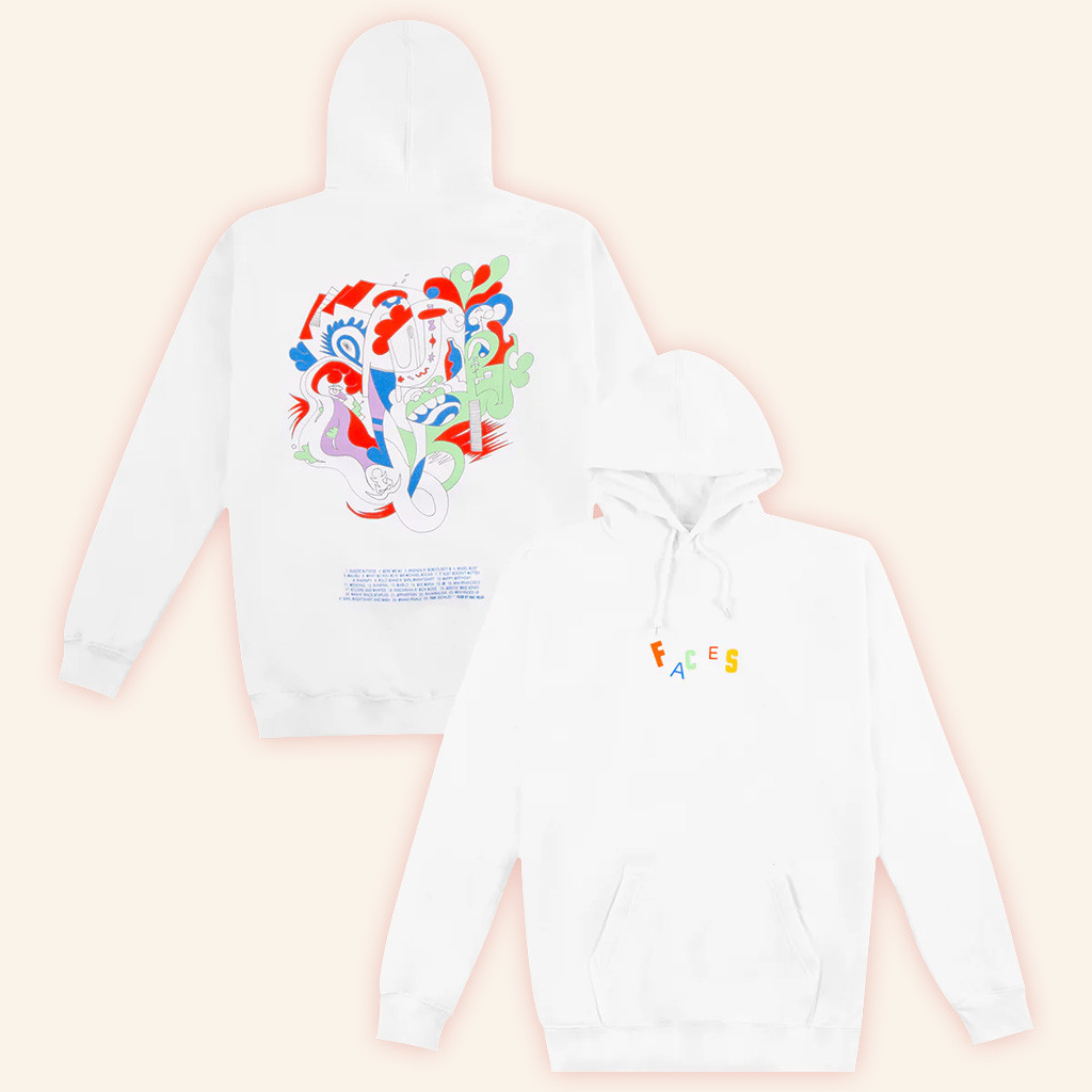 Mac Miller Merch Faces Letters White Hoodie Gift Ideas For Best Friend-1