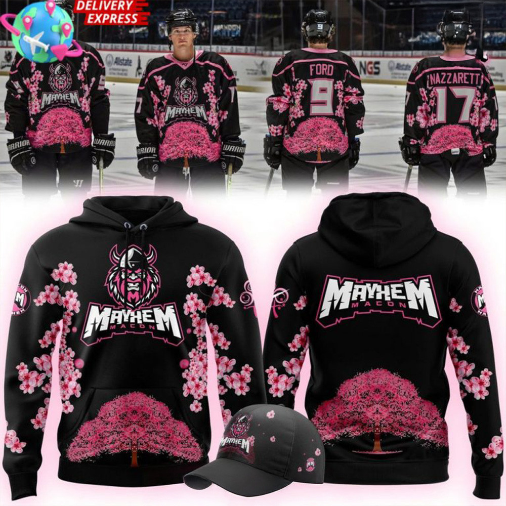 Macon Mayhem Cherry Blossom 2025 Hoodie Gifts For Father's Day Ideas-1 Macon Mayhem Cherry Blossom 2025 Hoodie Gifts For Father's Day Ideas-1