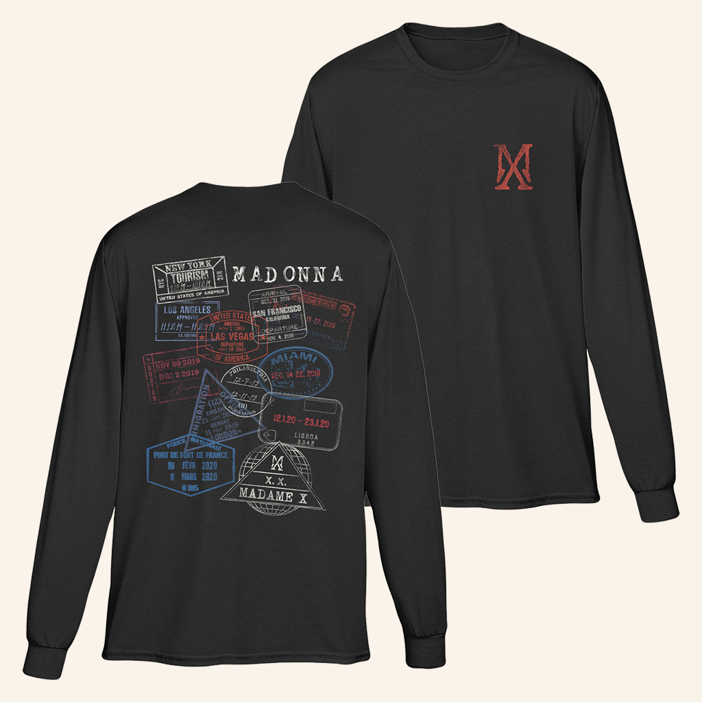 Madonna Merch MX Logo Passport Stamp Long Sleeve Shirt Christmas Ideas For Him-1