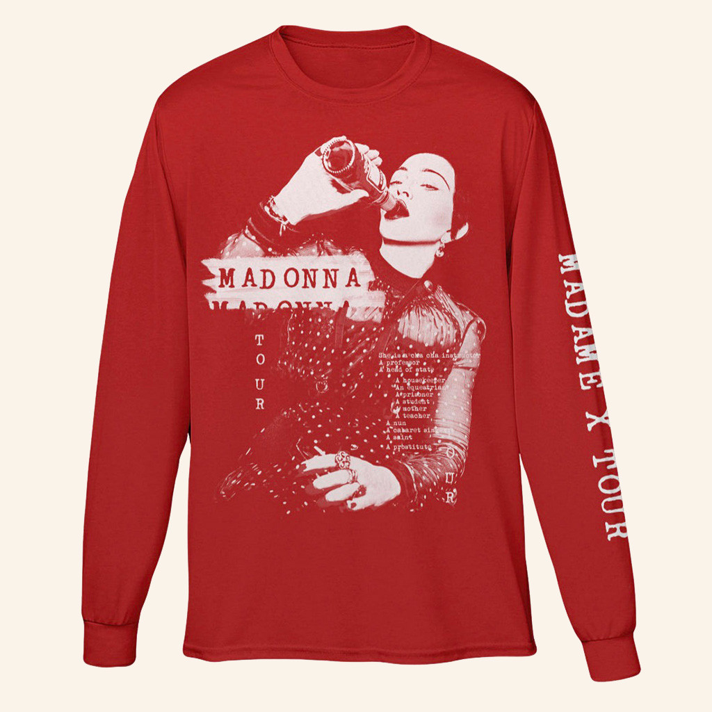 Madonna Merch Madame X Red Long Sleeve Shirt Christmas Gift Ideas For Fan-1