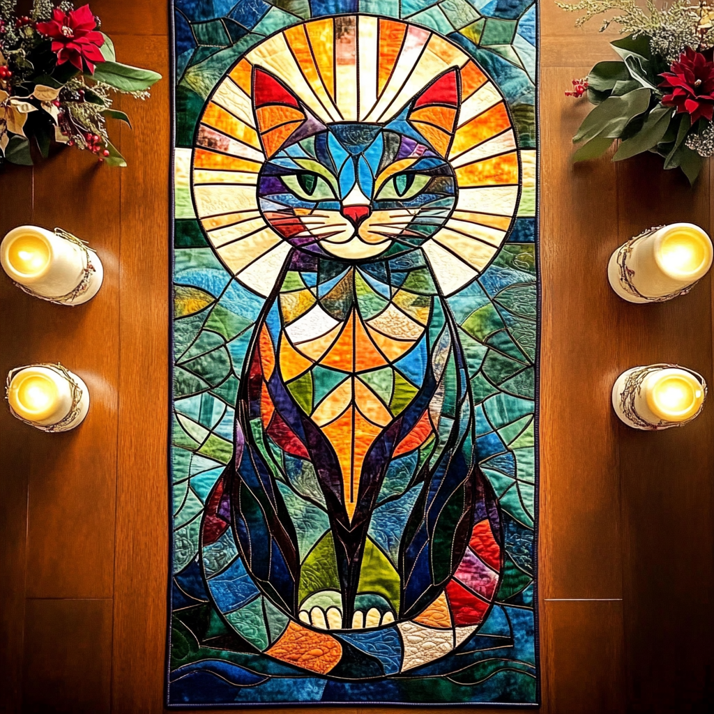 Majestic Cat Quilted Table Runner Christmas Holiday Dining Table Runner Cat Christmas Present Ideas-1 Majestic Cat Quilted Table Runner Christmas Holiday Dining Table Runner Cat Christmas Present Ideas-1