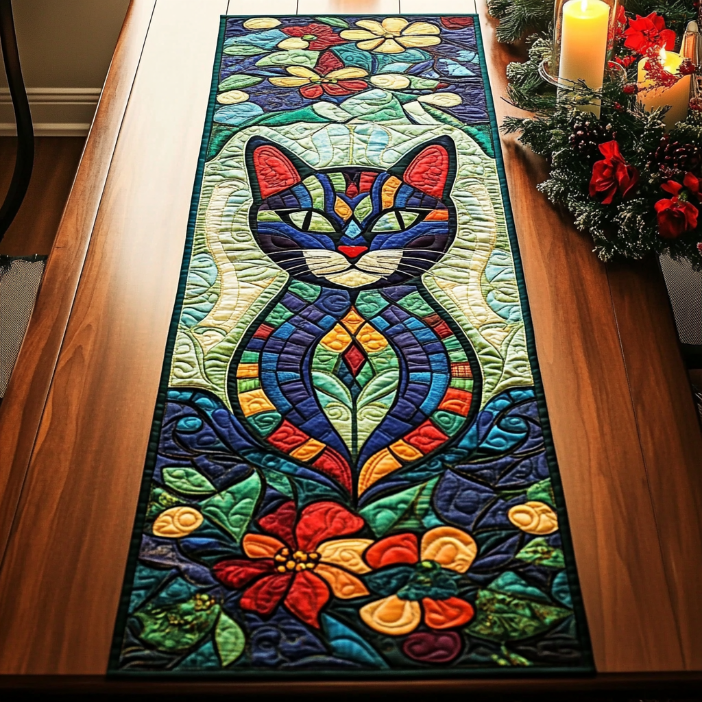 Majestic Cat Quilted Table Runner Holiday Christmas Gifts For Cat Owners For Her-1 Majestic Cat Quilted Table Runner Holiday Christmas Gifts For Cat Owners For Her-1
