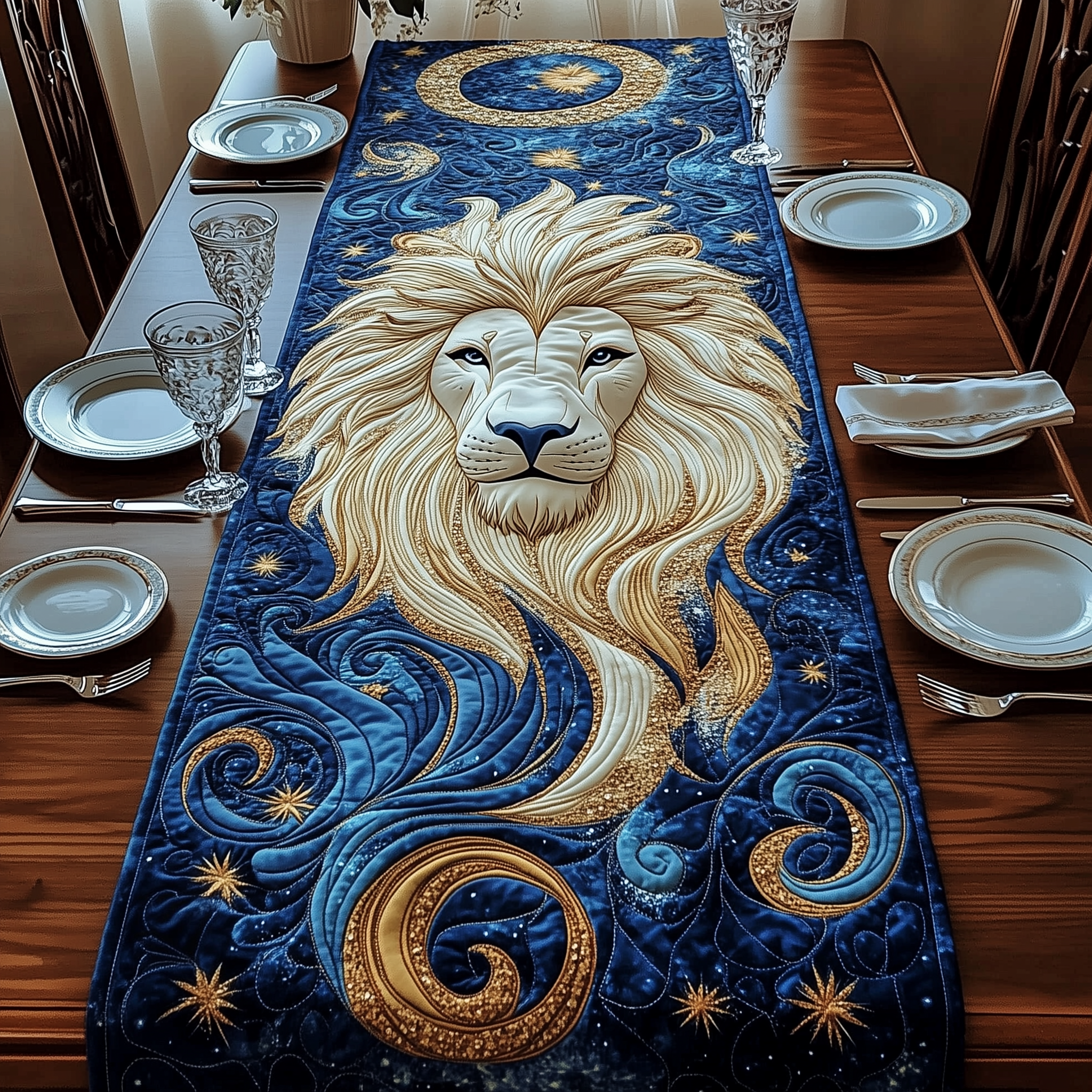 Majestic Leo Zodiac Sign Quilted Table Runner Great Valentines Gifts For Her-1 Majestic Leo Zodiac Sign Quilted Table Runner Great Valentines Gifts For Her-1