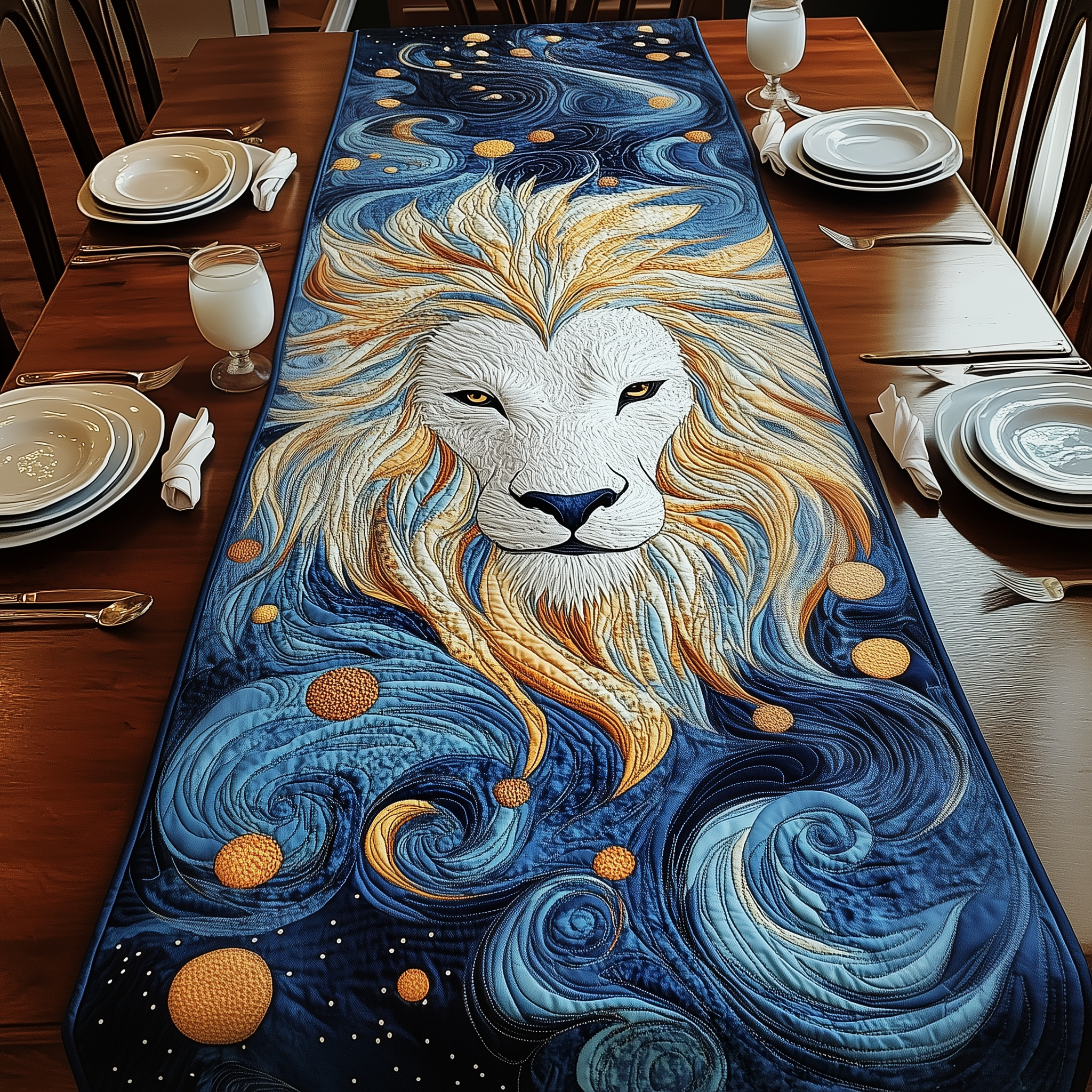 Majestic Leo Zodiac Sign Quilted Table Runner Valentine's Day Gifts For Boyfriend-1 Majestic Leo Zodiac Sign Quilted Table Runner Valentine's Day Gifts For Boyfriend-1