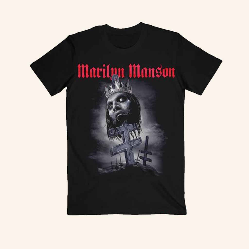 Marilyn Manson Merch Impaled Double Cross T-Shirt Gift For Rock Band Fans-1