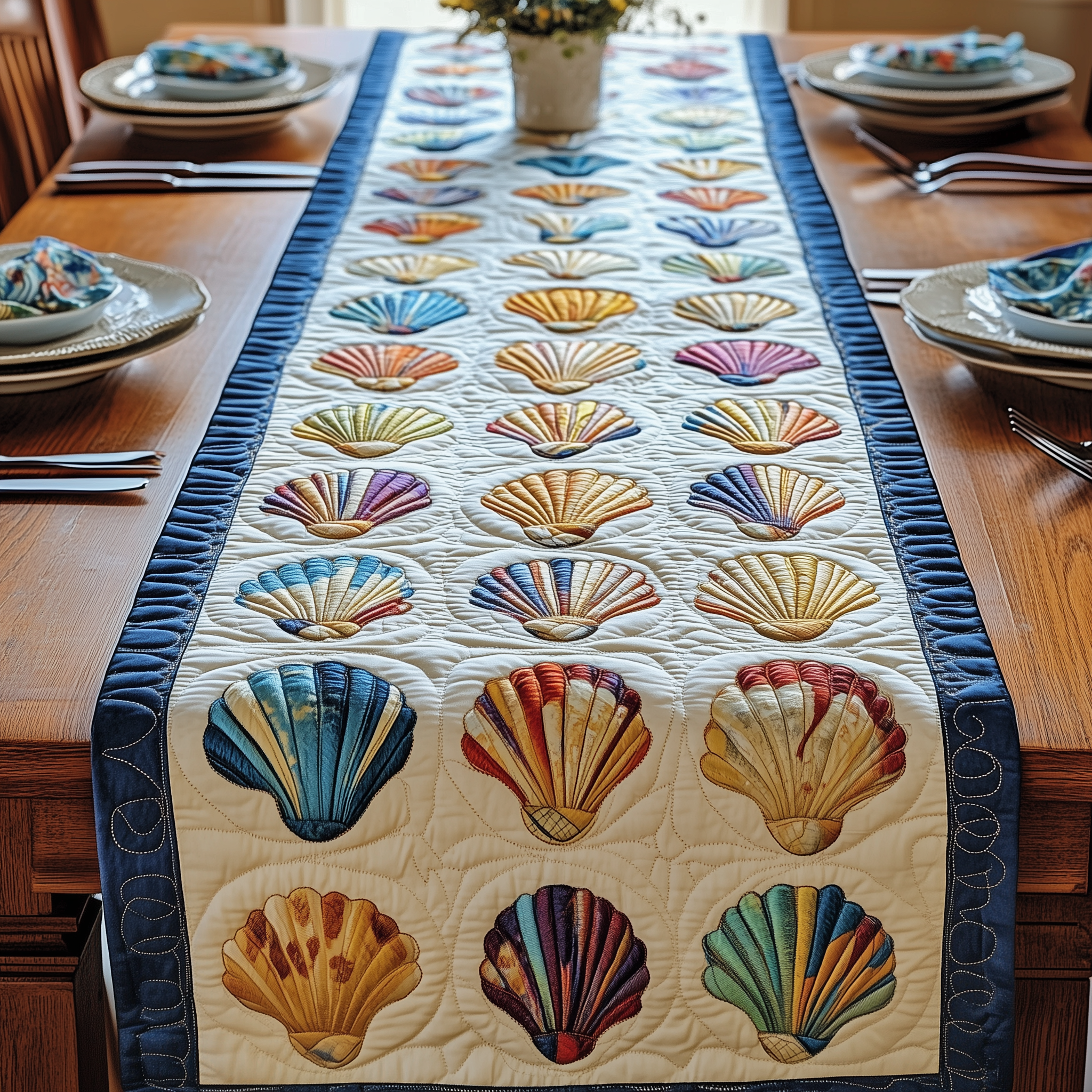 Marine Melody Quilted Table Runner Good Valentine's Gifts For Her-1