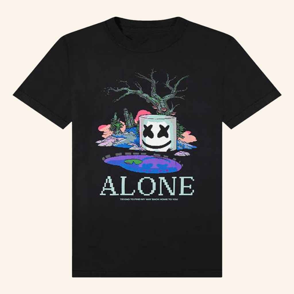 Marshmello Music Merch Alone T-Shirt Birthday Gifts For Music Lovers-1 Marshmello Music Merch Alone T-Shirt Birthday Gifts For Music Lovers-1
