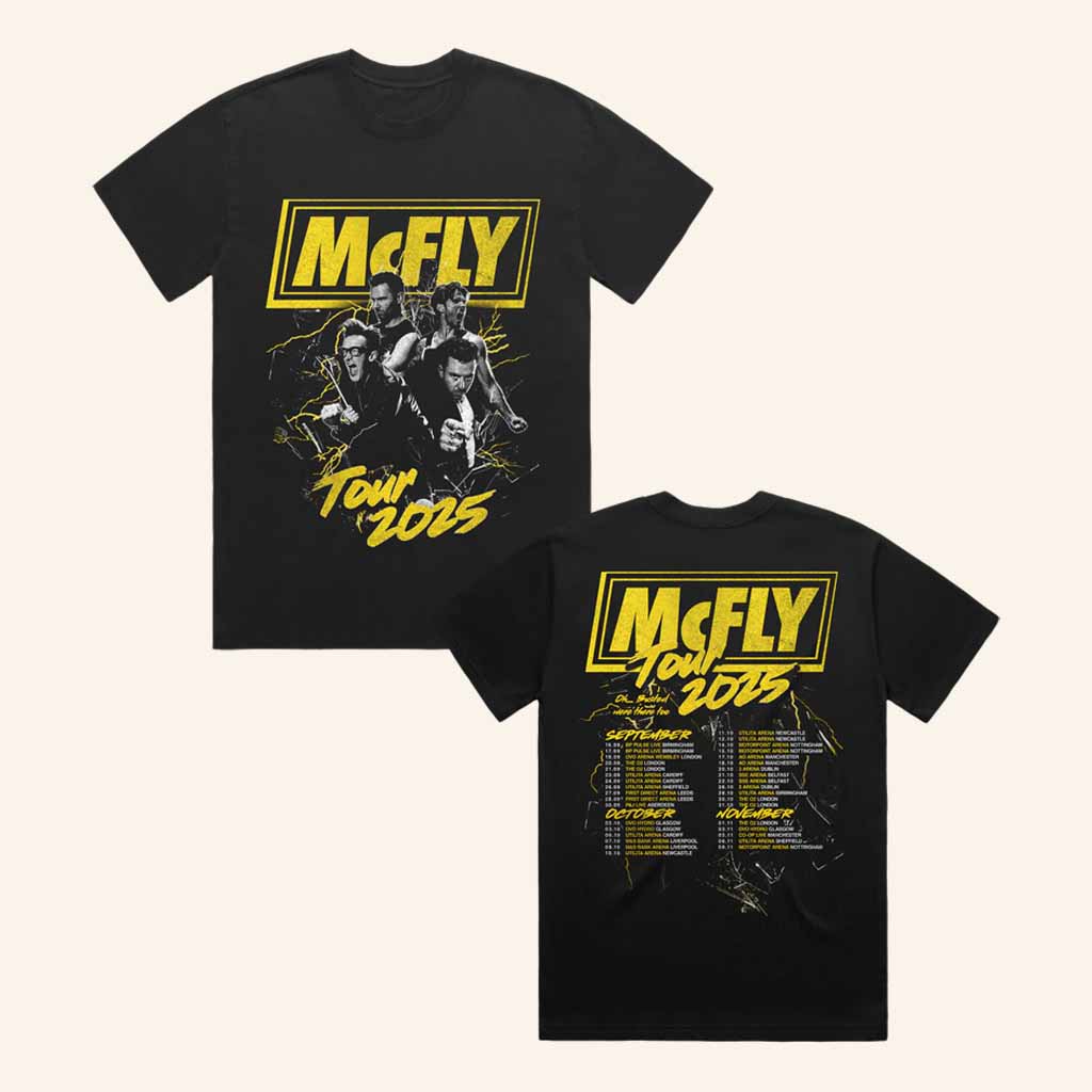 McFly Merch Lightening Black Photo Tour 2025 T-Shirt Gifts For Music Fans-1