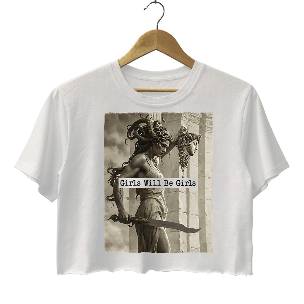 Medusa With The Head Of Perseus Crop Top Women's Ladies Gifts For Bestie-1 Medusa With The Head Of Perseus Crop Top Women's Ladies Gifts For Bestie-1