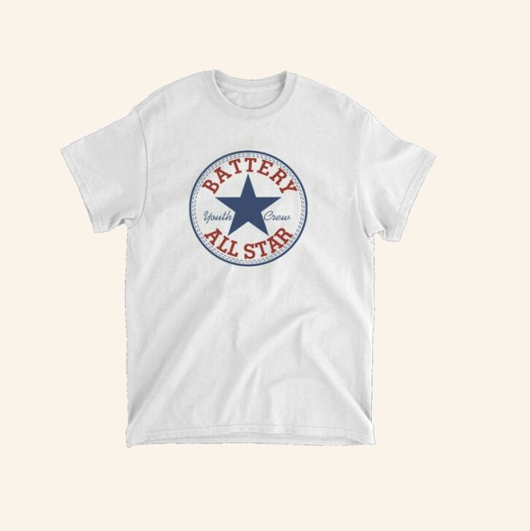 Merchworld Merch Battery All Star White Shirt Best Christmas Gifts For Boyfriend-1 Merchworld Merch Battery All Star White Shirt Best Christmas Gifts For Boyfriend-1