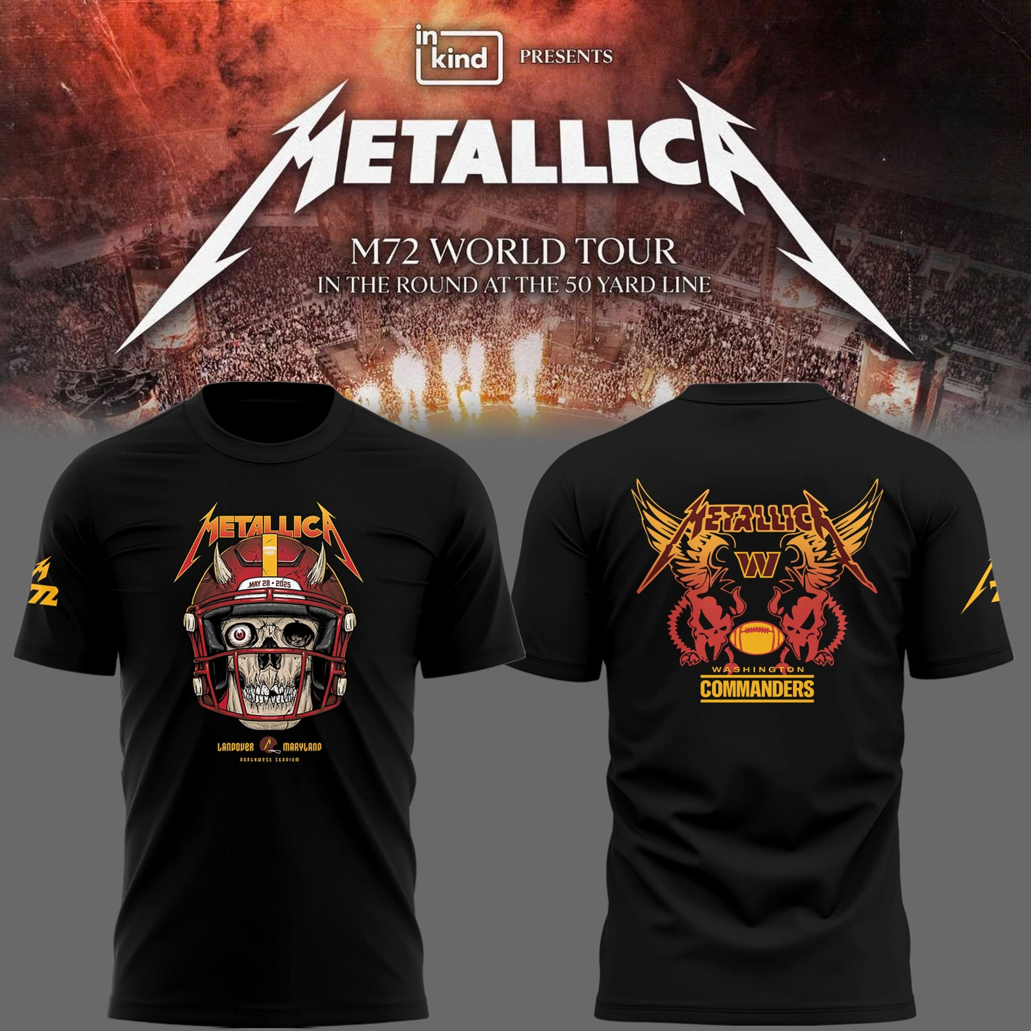 Metallica M72 Tour Washington Commander Maryland 2025 T-Shirt Concert Music Fan Merch-1 Metallica M72 Tour Washington Commander Maryland 2025 T-Shirt Concert Music Fan Merch-1