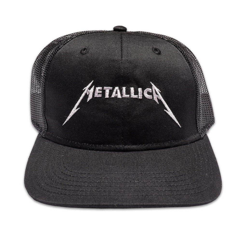 Metallica Merch Logo Embroidered Snapback Trucker Hat Music Related Gifts For Guys-1 Metallica Merch Logo Embroidered Snapback Trucker Hat Music Related Gifts For Guys-1