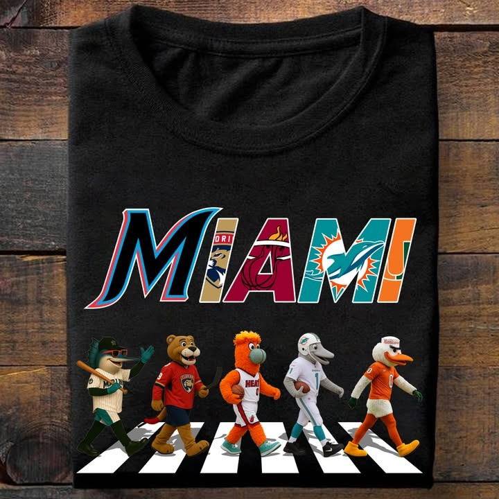 Miami City Sport Teams Mascots T-Shirt Gifts For Miami Sport Teams Lovers Fans-1