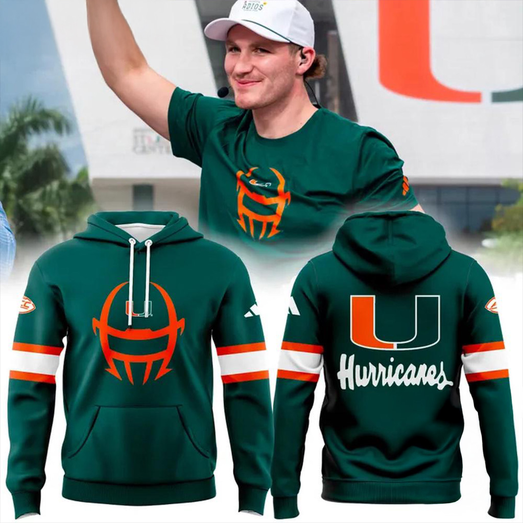Miami Hurricanes 2025 Football Helmet Pregame Green Hoodie Miami Hurricanes Merch-1 Miami Hurricanes 2025 Football Helmet Pregame Green Hoodie Miami Hurricanes Merch-1