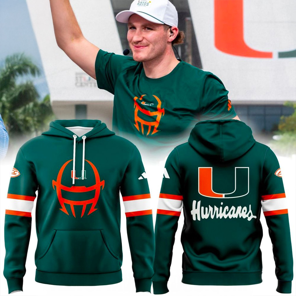 Miami Hurricanes 2025 Football Helmet Pregame Hoodie Miami Hurricanes Merch Gift For Her-1