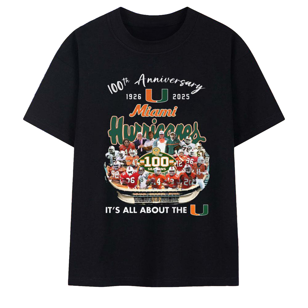 Miami Hurricanes Merch 100Th Anniversary 1926 2025 T-Shirt Presents For Football Fans-1