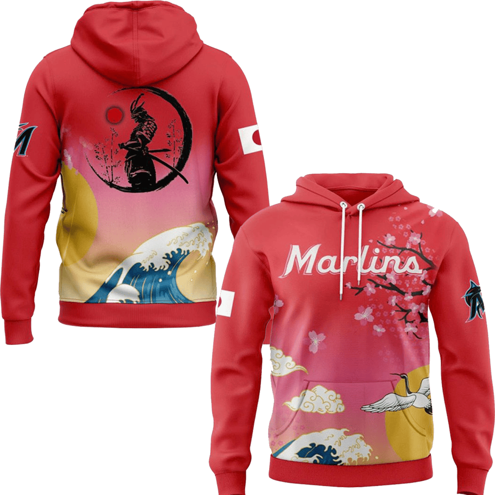 Miami Marlins Japanese Heritage Night 2025 Hoodie Miami Marlins Merch Perfect Father's Day Gifts-1 Miami Marlins Japanese Heritage Night 2025 Hoodie Miami Marlins Merch Perfect Father's Day Gifts-1