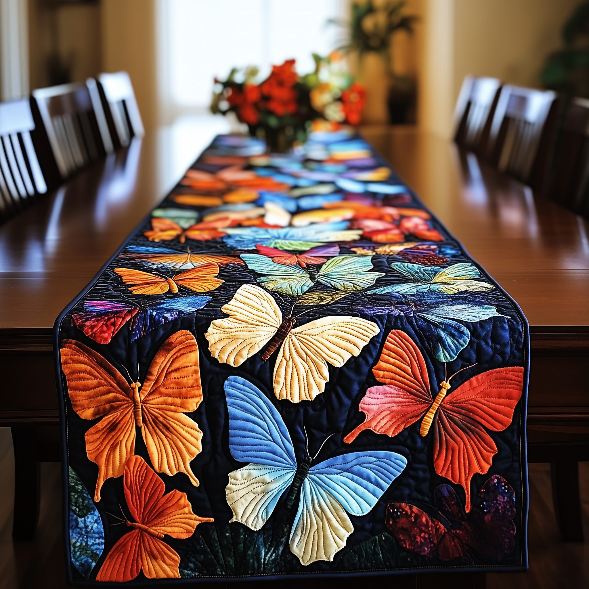 Midnight Butterflies Quilted Table Runner Holiday Dining Table Runner Unique Best Butterfly Gifts-1 Midnight Butterflies Quilted Table Runner Holiday Dining Table Runner Unique Best Butterfly Gifts-1