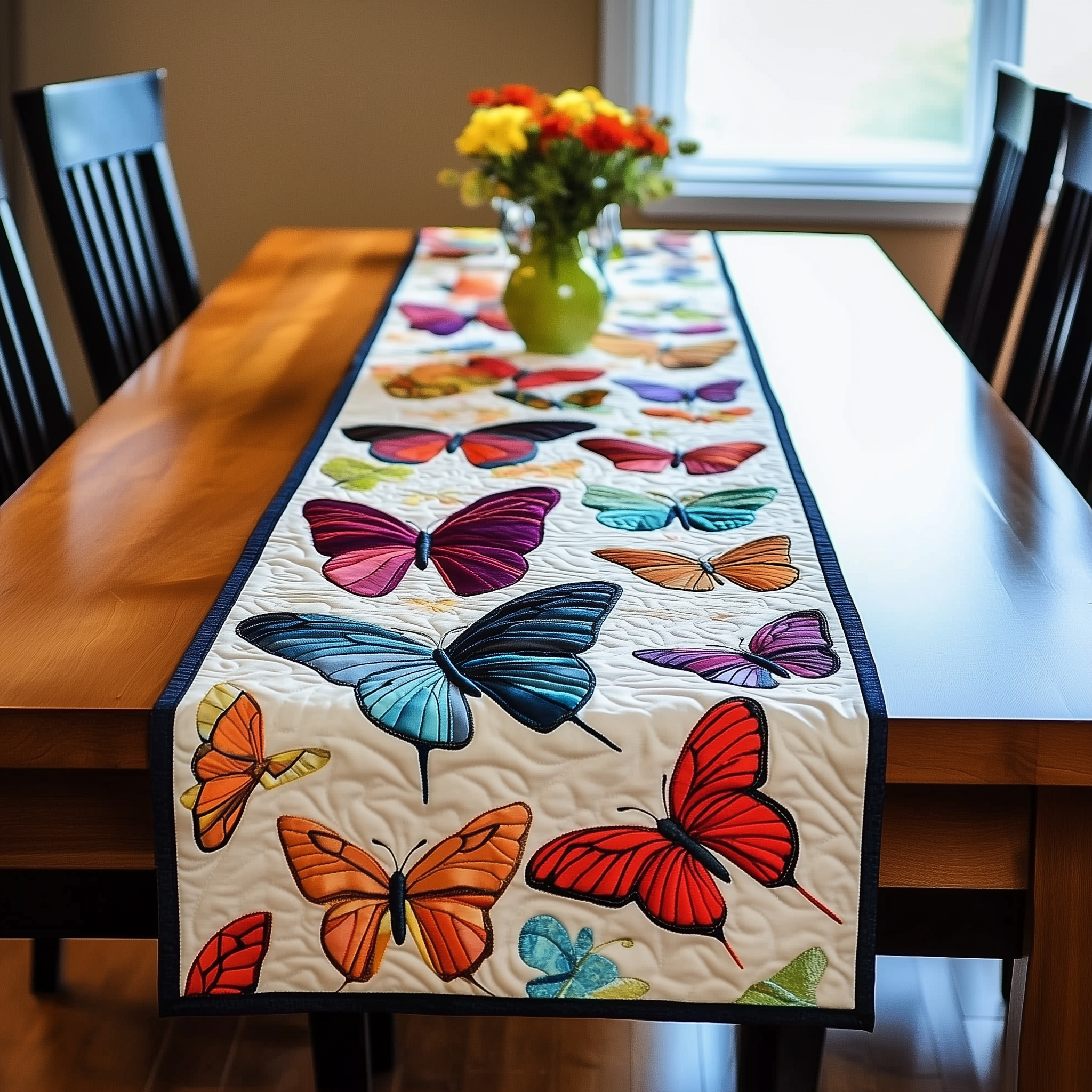 Midnight Butterflies Quilted Table Runner Modern Dining Table Christmas Butterfly Items For Gifts-1 Midnight Butterflies Quilted Table Runner Modern Dining Table Christmas Butterfly Items For Gifts-1