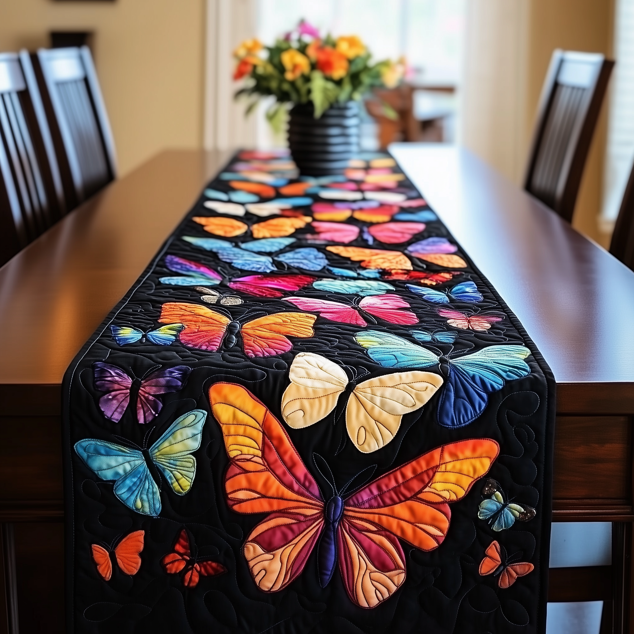 Midnight Butterflies Quilted Table RunnerModern Coffee Table Runner Best Related Gifts With Butterfly Theme-1 Midnight Butterflies Quilted Table RunnerModern Coffee Table Runner Best Related Gifts With Butterfly Theme-1