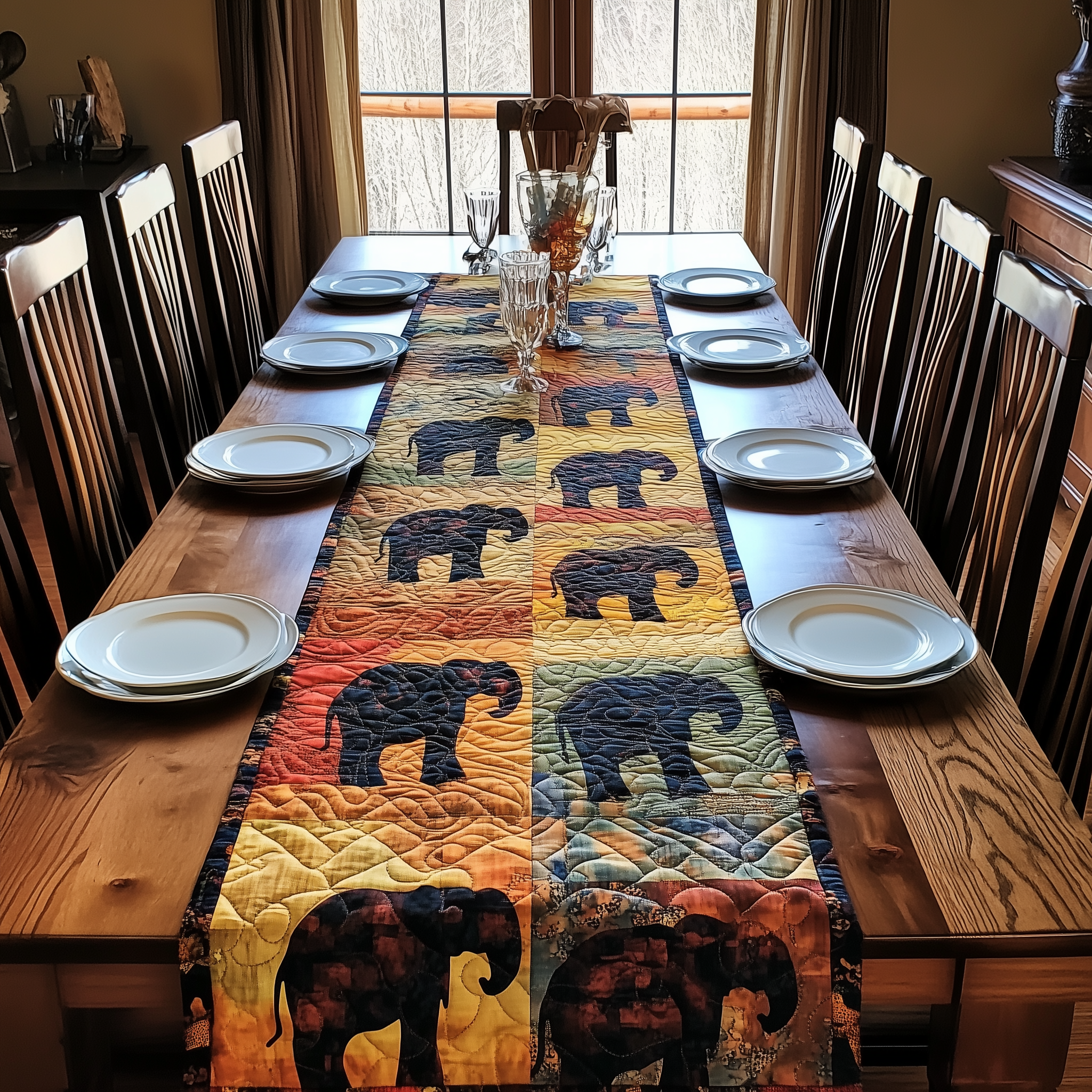 Mighty Elephant Quilted Table Runner Holiday Elephant Lover Gift-1 Mighty Elephant Quilted Table Runner Holiday Elephant Lover Gift-1