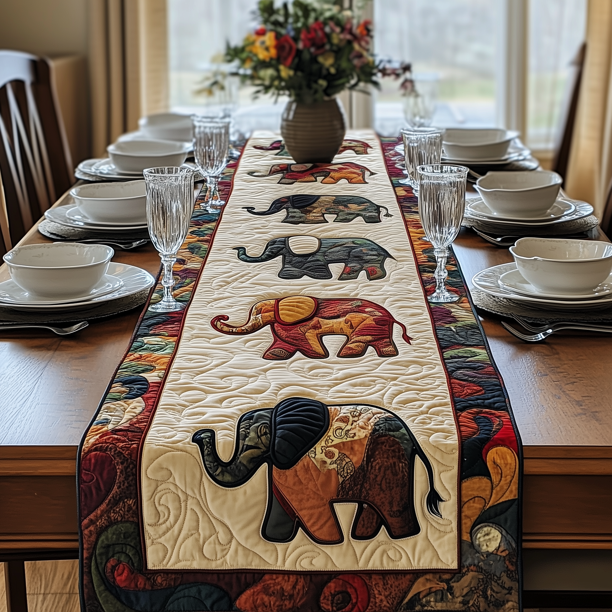 Mighty Elephant Quilted Table Runner Valentine Presents For Elephant Lovers-1 Mighty Elephant Quilted Table Runner Valentine Presents For Elephant Lovers-1