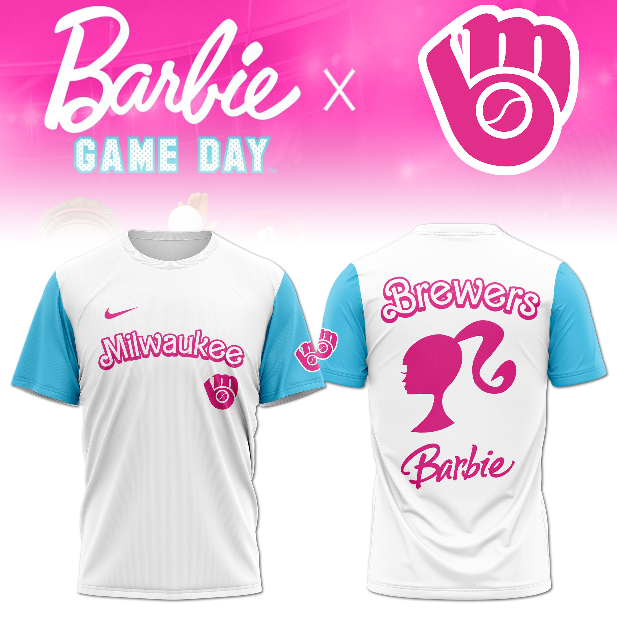 Milwaukee Brewers x Barbie Game 2025 T-Shirt Milwaukee Unique Barbie Fans Apparel-1