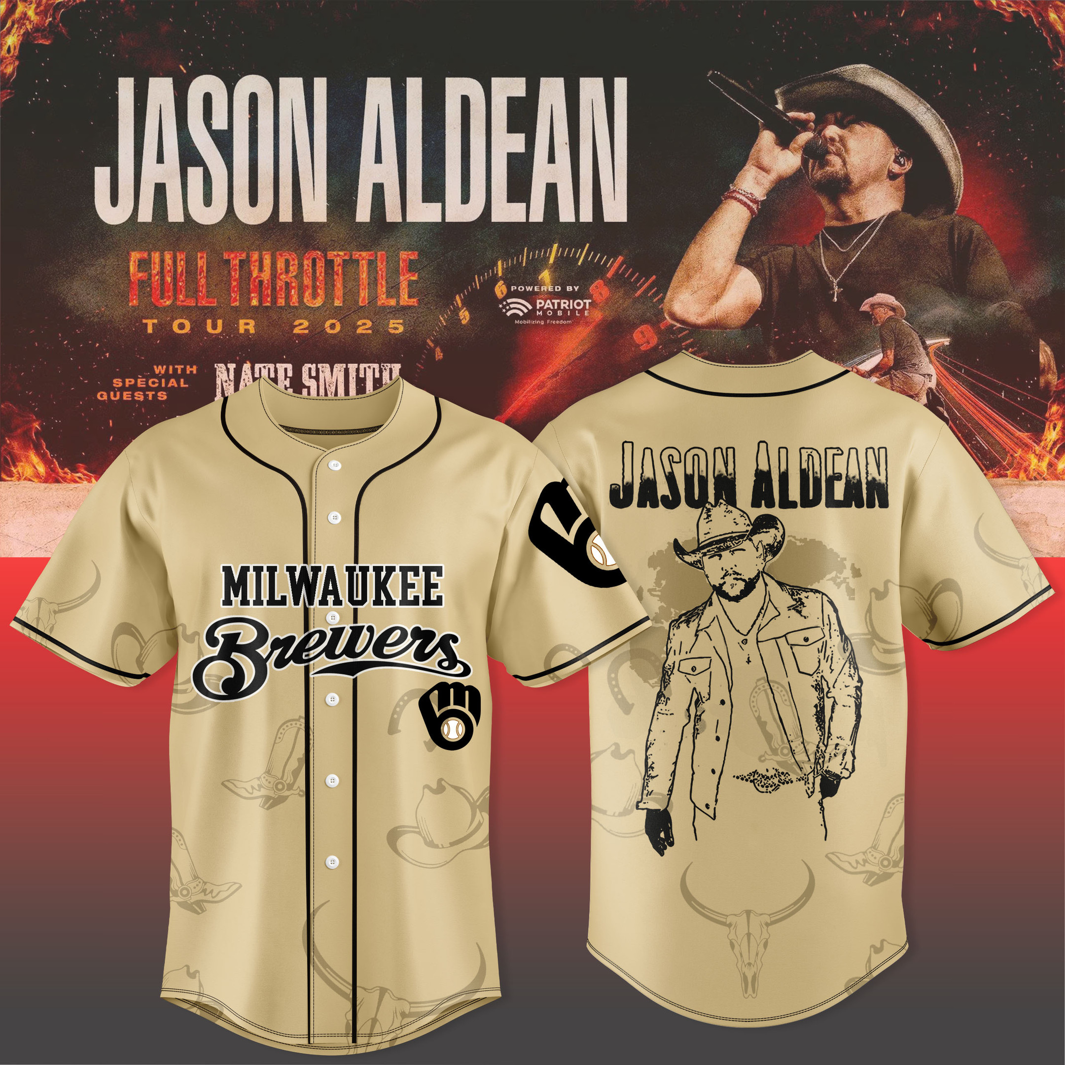 Milwaukee Brewers x Jason Aldean Tour Merch 2025 Jersey Jason Aldean Idea Sport Lovers Gifts-1 Milwaukee Brewers x Jason Aldean Tour Merch 2025 Jersey Jason Aldean Idea Sport Lovers Gifts-1