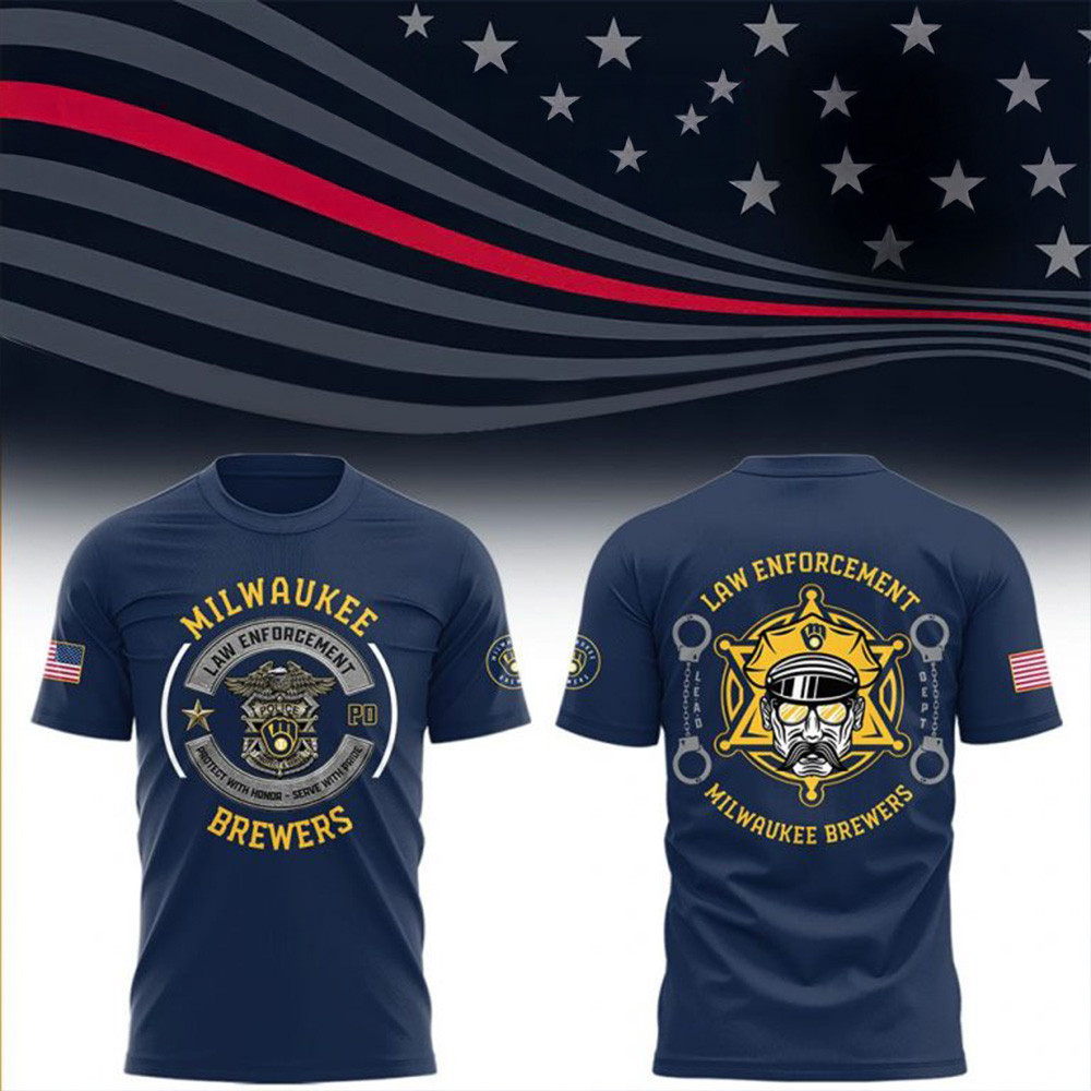 Milwaukee Brewers x Law Enforcement Appreciation Day 2025 Shirt Brewers Merch Father's Day Gifts-1 Milwaukee Brewers x Law Enforcement Appreciation Day 2025 Shirt Brewers Merch Father's Day Gifts-1