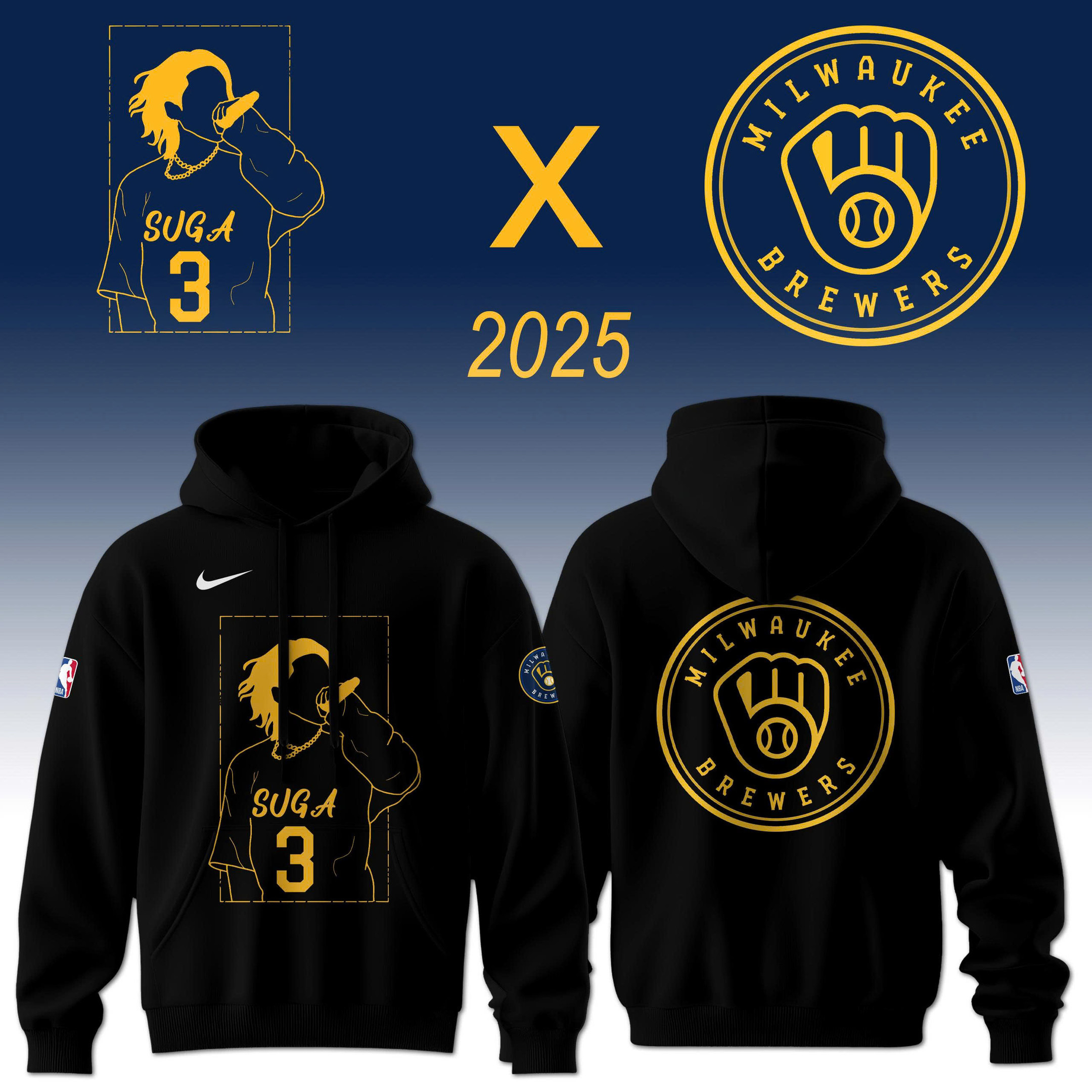 Milwaukee Brewers x Suga 3 2025 Hoodie Unique Baseball Merch Gifts For Baseball Lovers-1