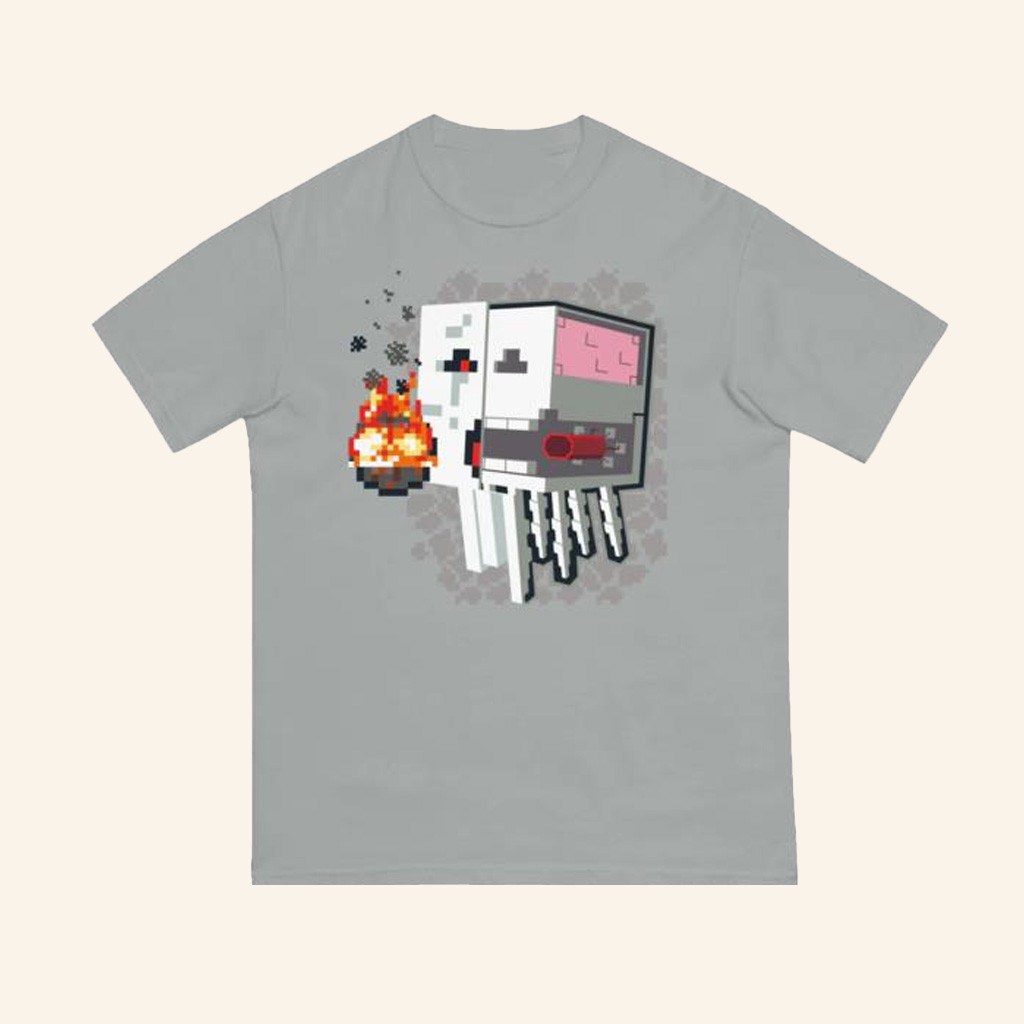 Minecraft Merch Minecraft Ghast Skeleton T-Shirt Gifts For Friends-1