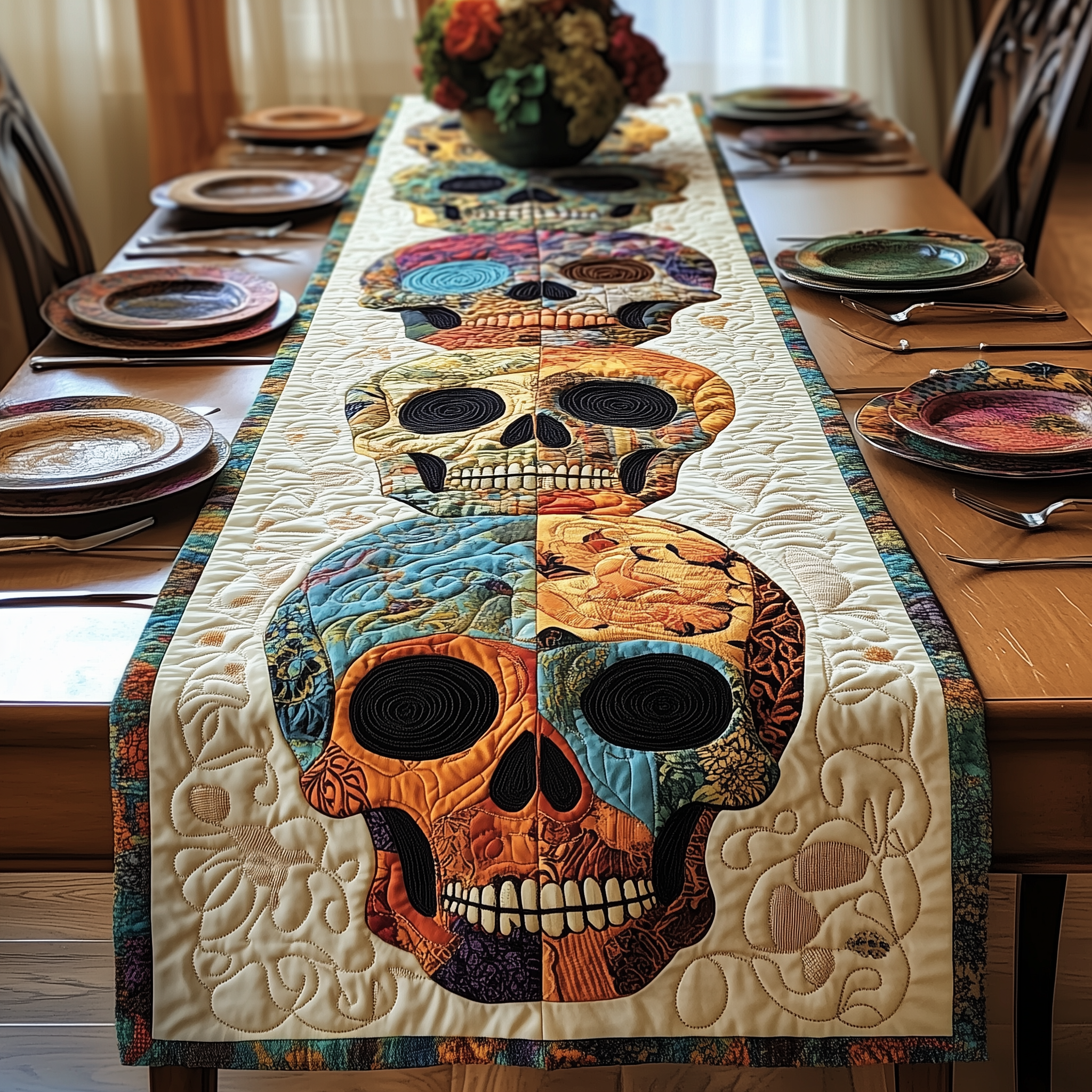 Mistique Skull Quilted Table Runner Skull Items For Gifts-1