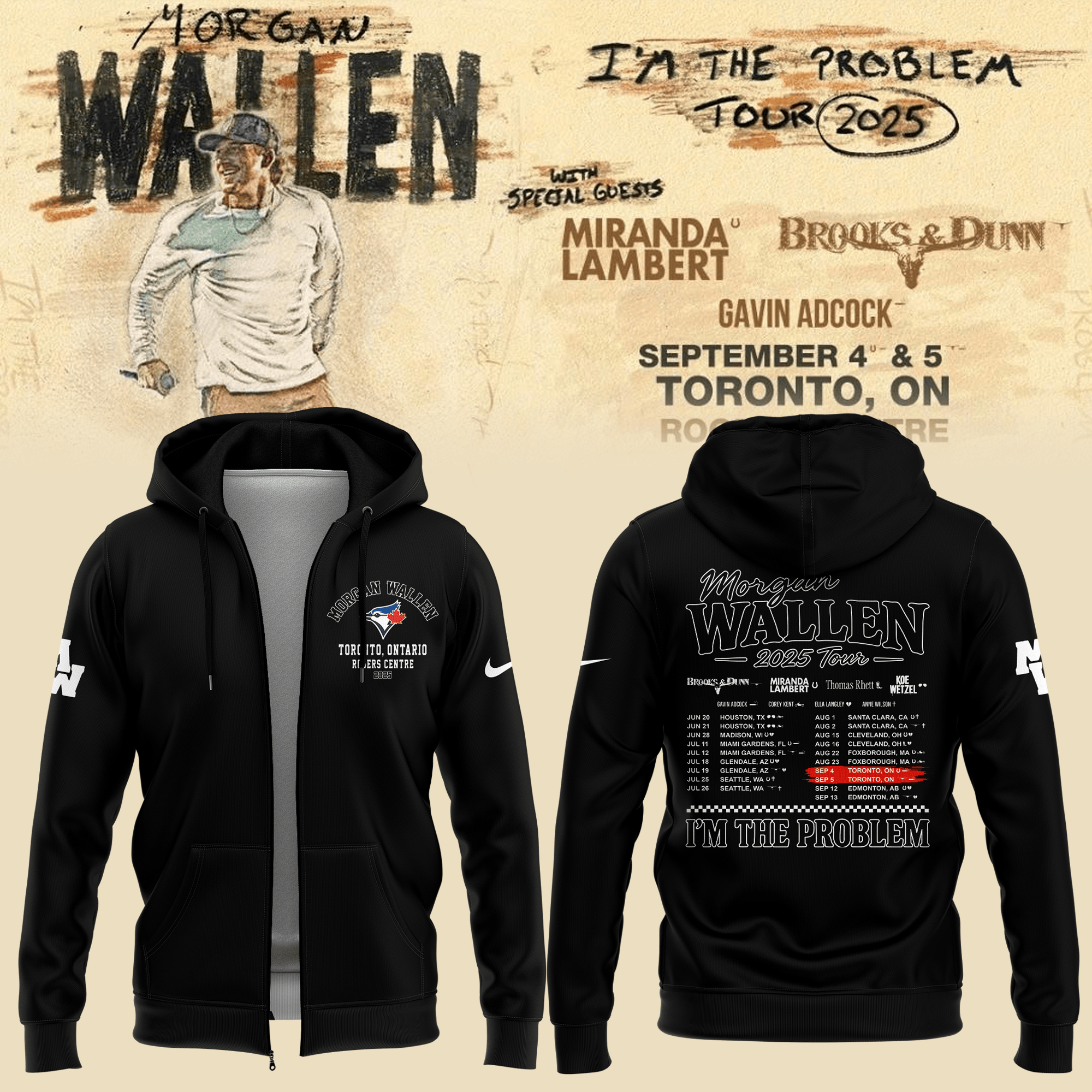 Morgan Wallen X Toronto Blue Jays Zip Hoodie 7 Summers Toronto Blue Jays Music Fans Gifts-1 Morgan Wallen X Toronto Blue Jays Zip Hoodie 7 Summers Toronto Blue Jays Music Fans Gifts-1