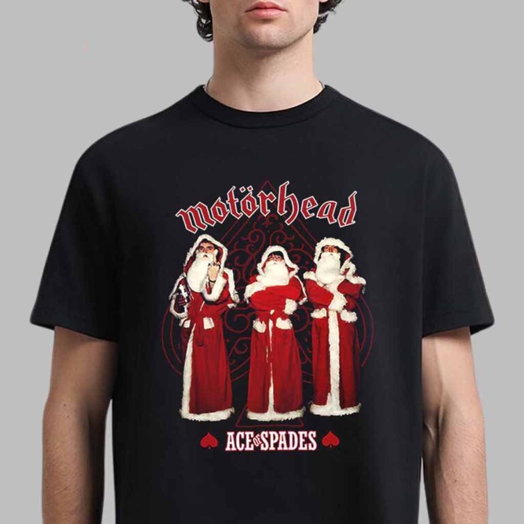 Motorhead Ace Of Spades Funny Santa Holiday 2024 T-Shirt Christmas Gifts For Friends-1