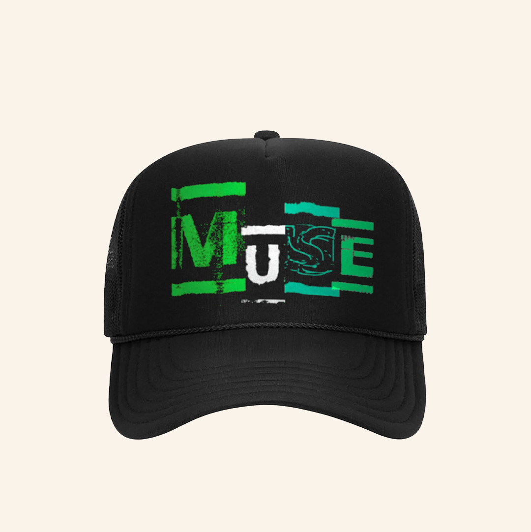 Muse Merch Collage Logo Trucker Hat Christmas Present Ideas For Dad-1